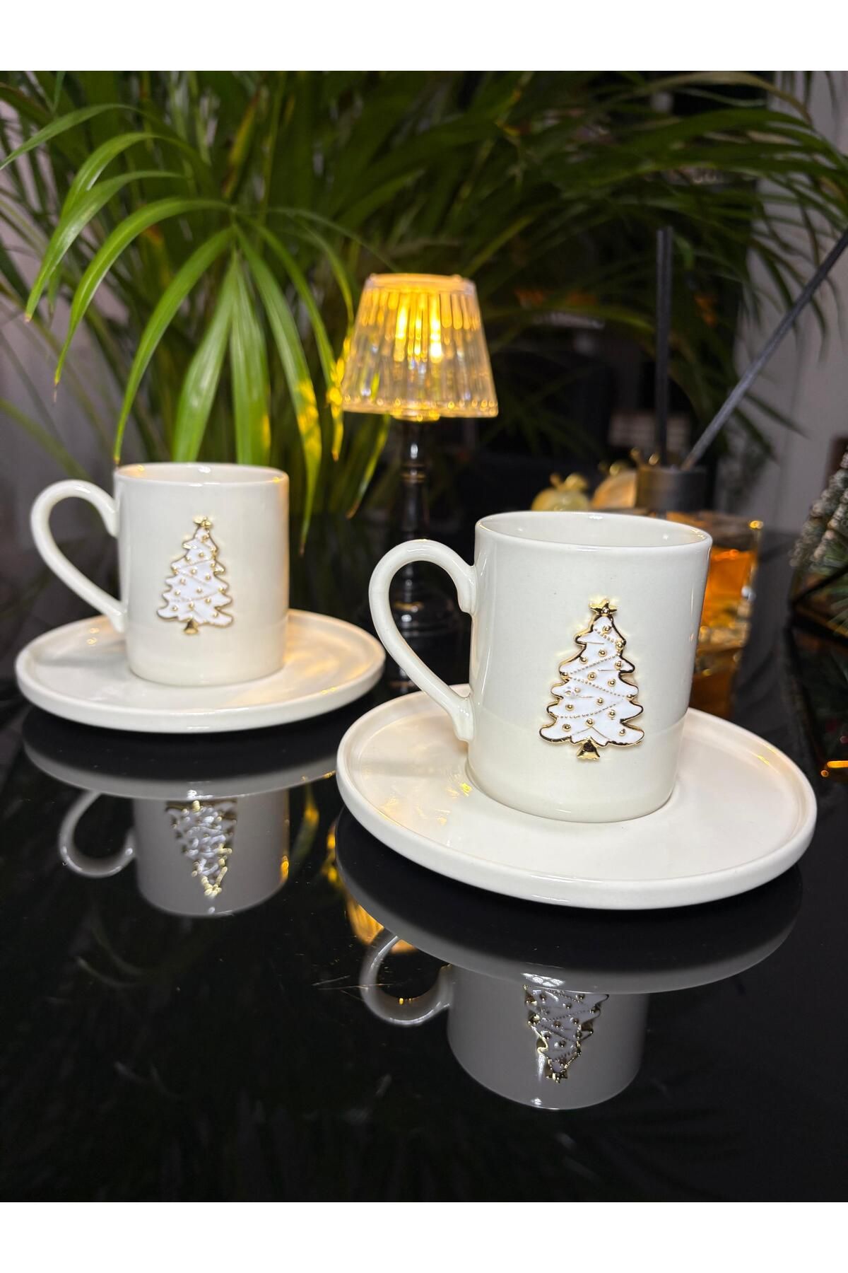 Mumla Design 2’li Kahve Fincanı Seti Yılbaşı ağaçlı