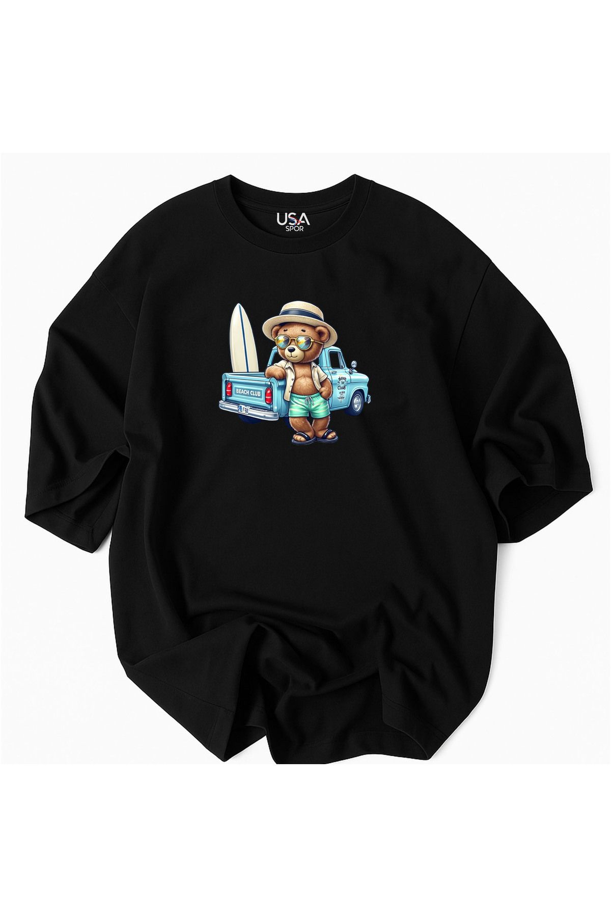 Advantage Unisex Trend Teddy Ayıcık Plaj Araba Baskılı Racıng %100 Pamuklu Premium T-Shirt