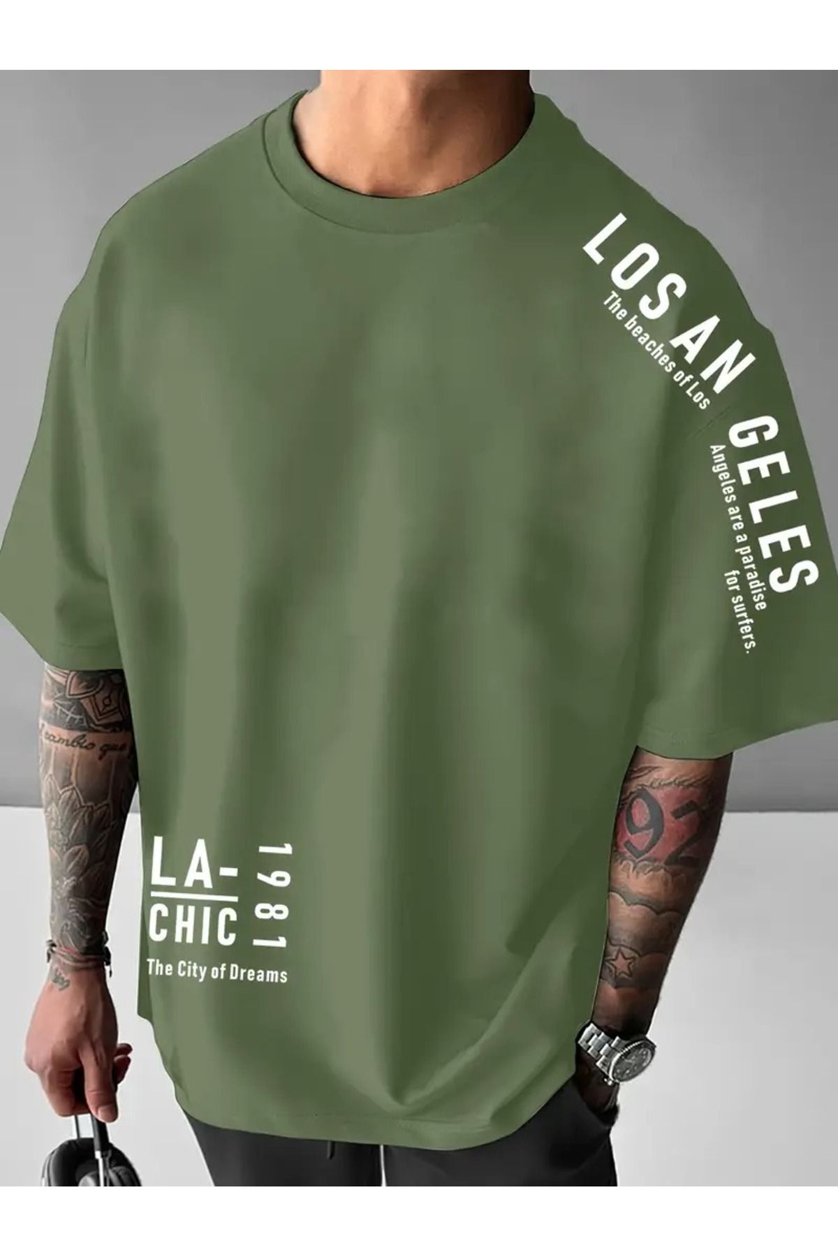 LAND MODA Erkekler için yazlık rahat fit crew neck polyester tişört, nefes alabilir, mikro omuz, alfabe