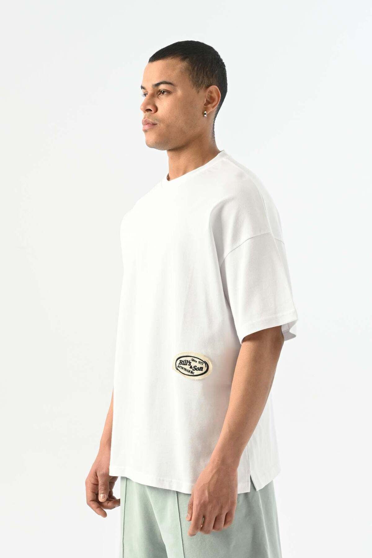 jaceyjace Bill's Patch Detaylı Oversize T-shirt - Beyaz