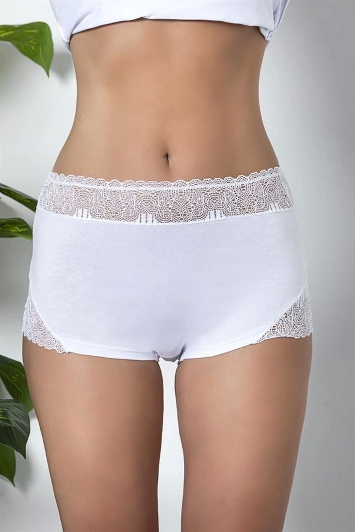 Miravm Dantel Detaylı Boxer Beyaz (brf21783)