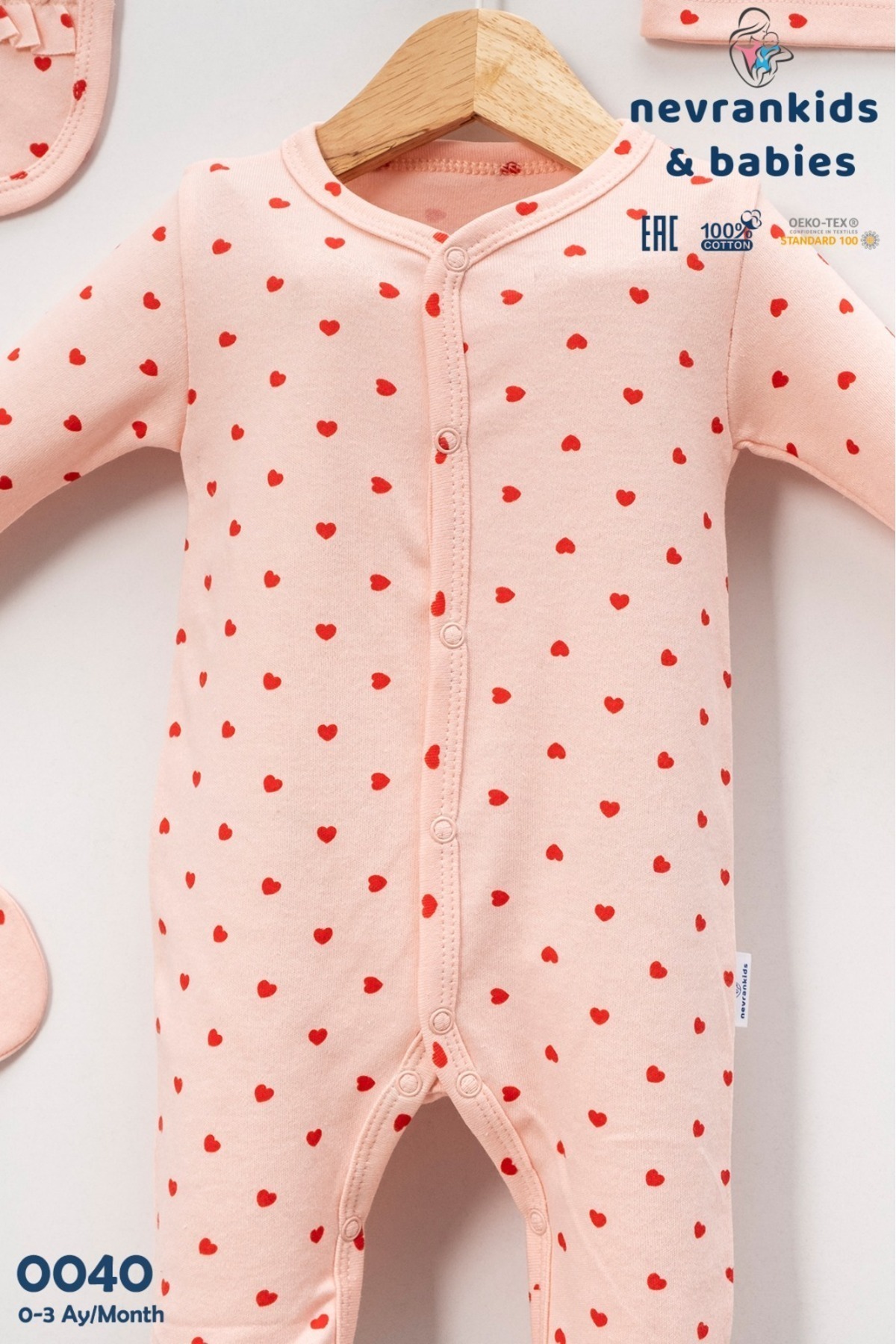 nevrankids Heart Pattern Nervür'lü Fransız Şapka Fistolu Önlüklü Tulum'lu Eldivenli H.çıkışı fotoğrafı 3 (önizleme)