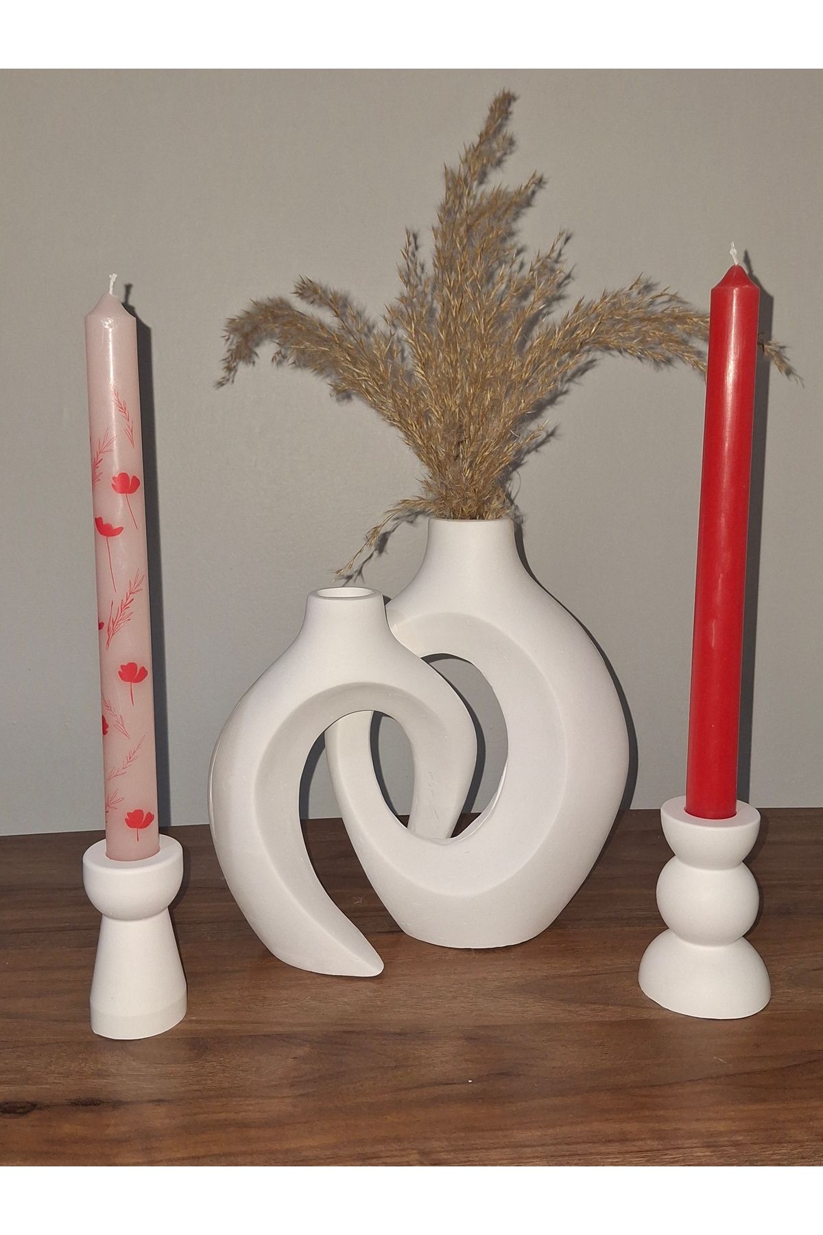 YILDIZ DECOR 4 adet 2 Li 20 cm Iskandinav Tarzı Sarmaşık Bohem Vazo ve Pinterest Pampas Vazosu 2 li şamdan mumluk