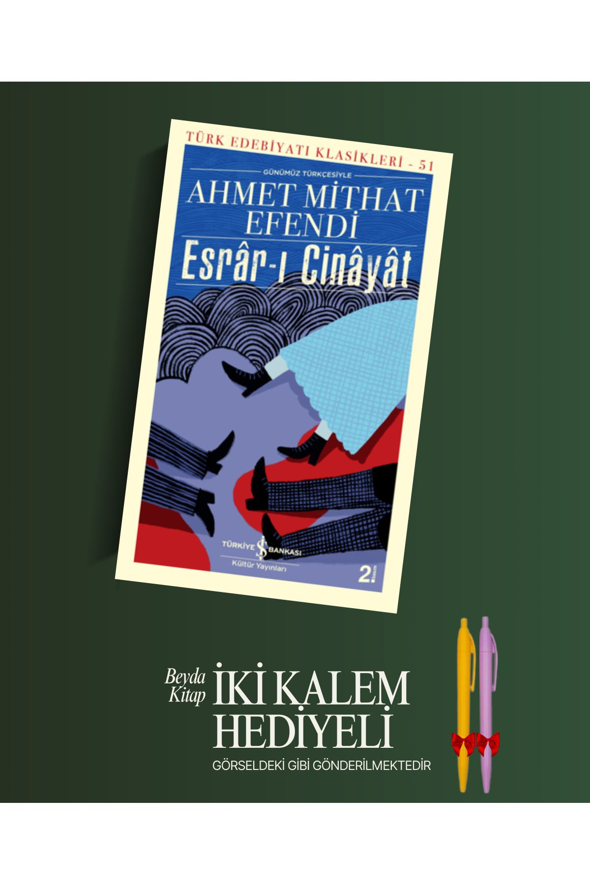 TÜRKİYE İŞ BANKASI KÜLTÜR YAYINLARI Esrar-ı Cinayat - Ahmet Mithat - Kalem Hediyeli - İSTDKLS