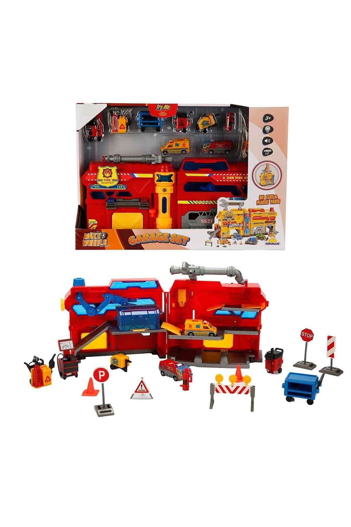 NillyToys 4539 Maxx Wheels Sesli ve Işıklı Garaj Seti İnşaat Garajı -Sunman
