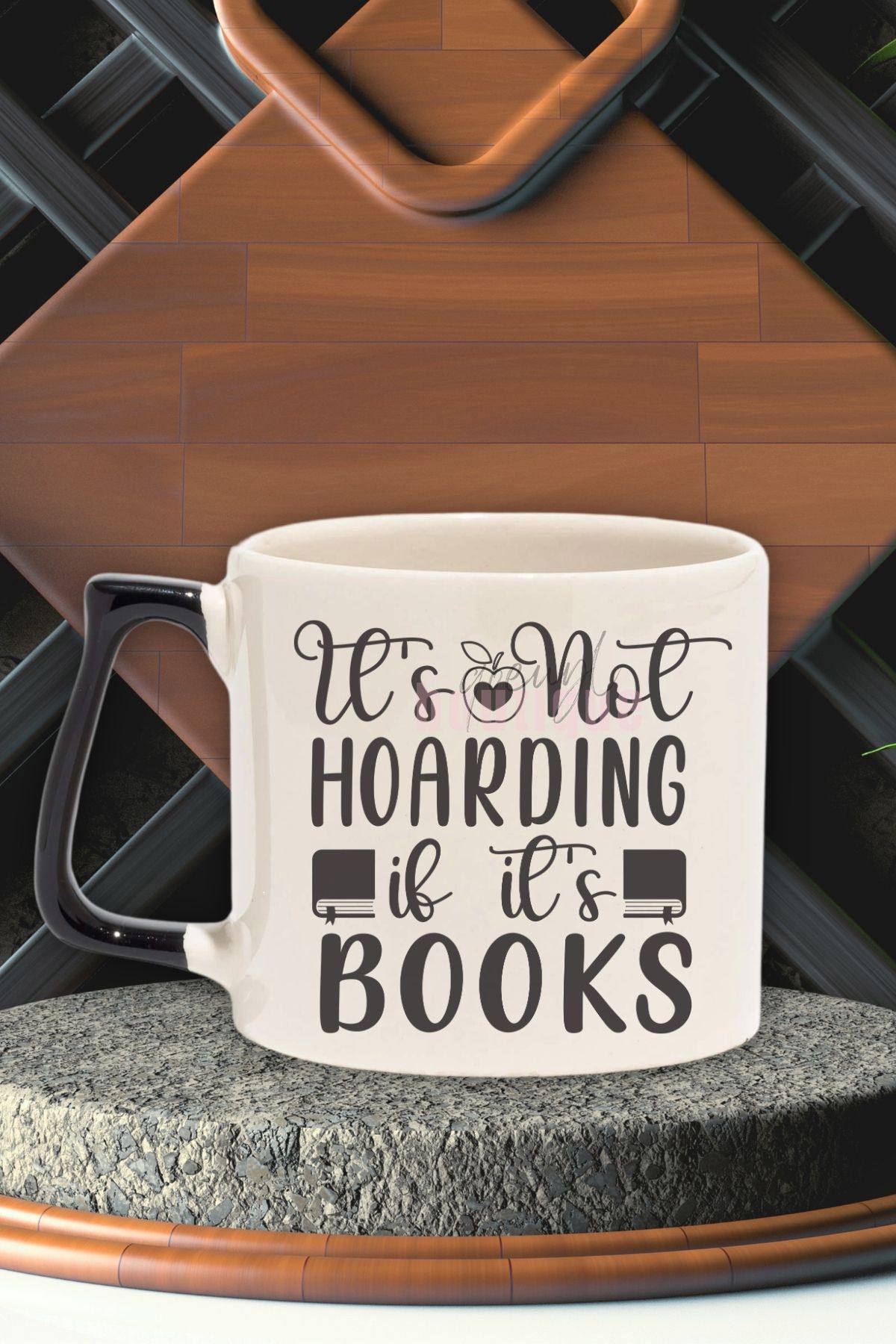 qoeuyl boutique It's Not Hoarding If It's Books Yazılı Kitap Sever Hediyelik Siyah Kulplu Kupa Bardak