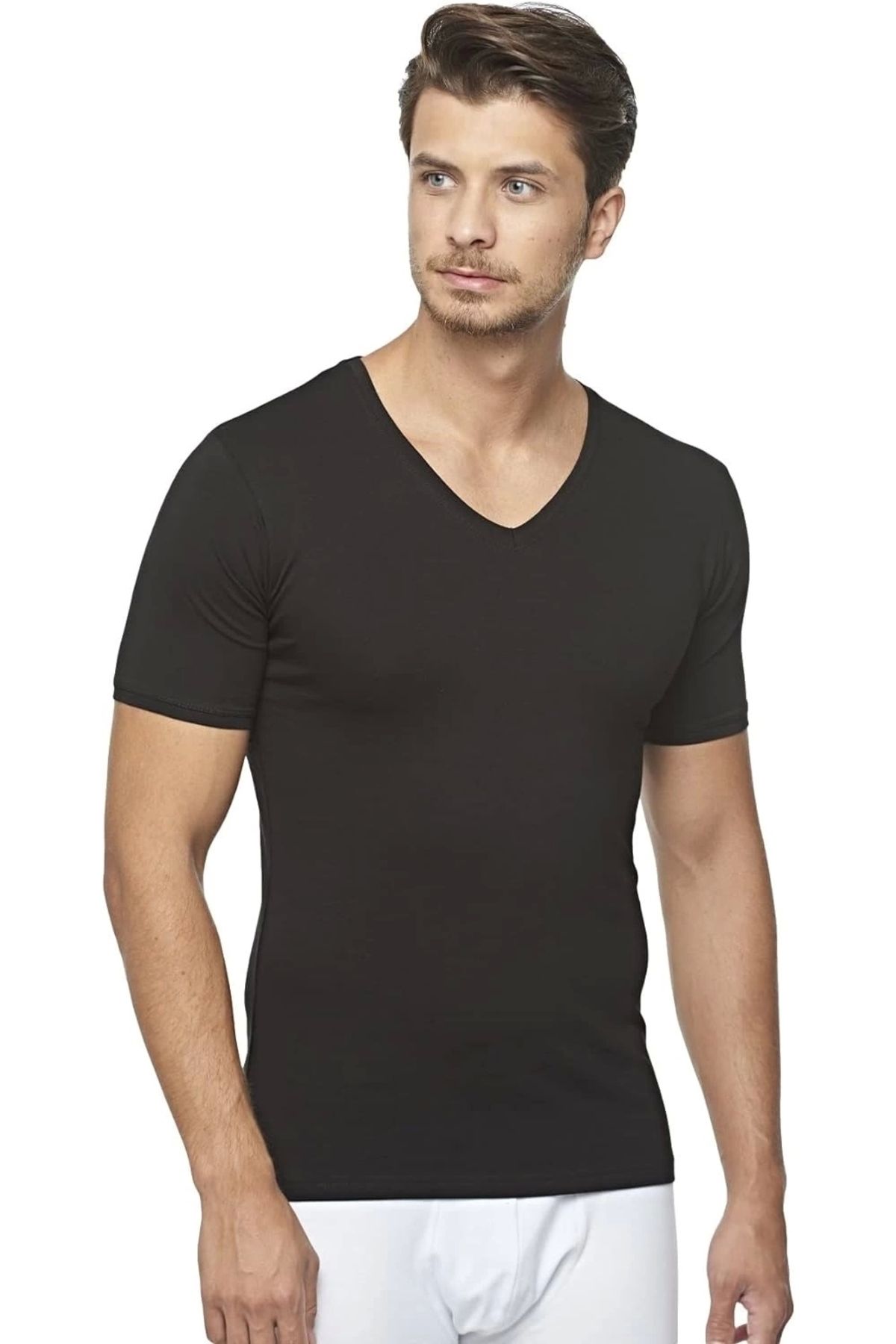 Miravm Star 206 Modal Yarım Kol V-yaka T-shirt Atlet