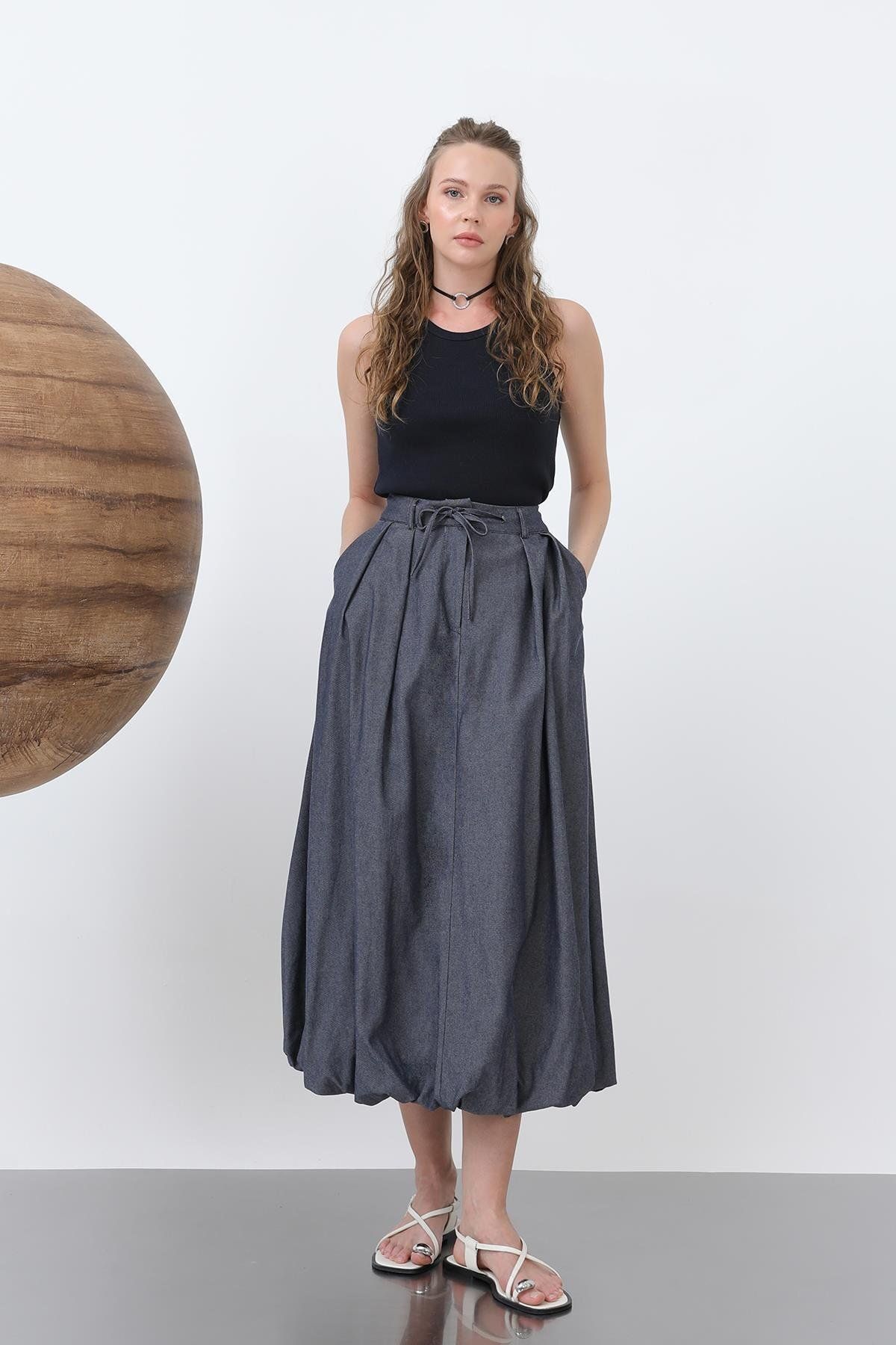 Soul Kadın Denim Balon Etek - 32309ETK - INDIGO