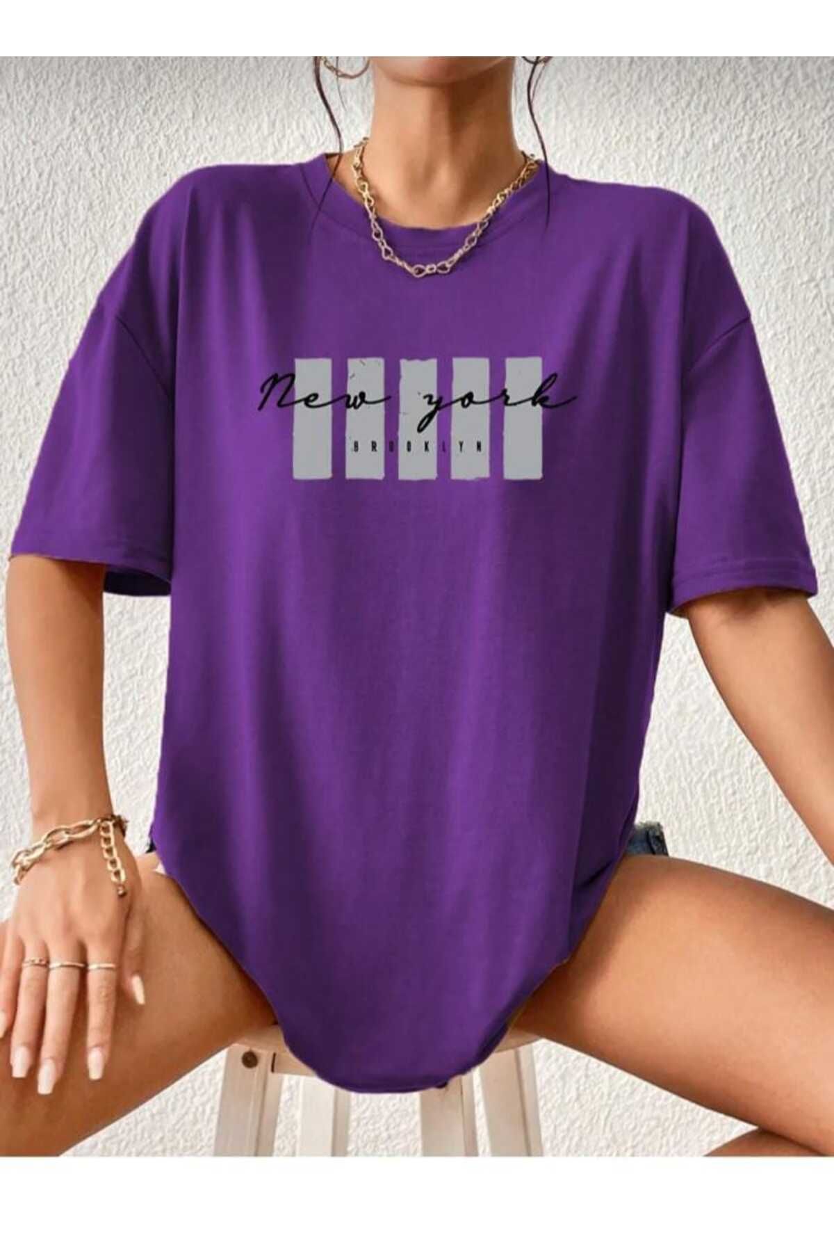 KOZİA OUTDOORS malkoçbey newyork broklıyn baskılı overisze unisex basic t-şhirt