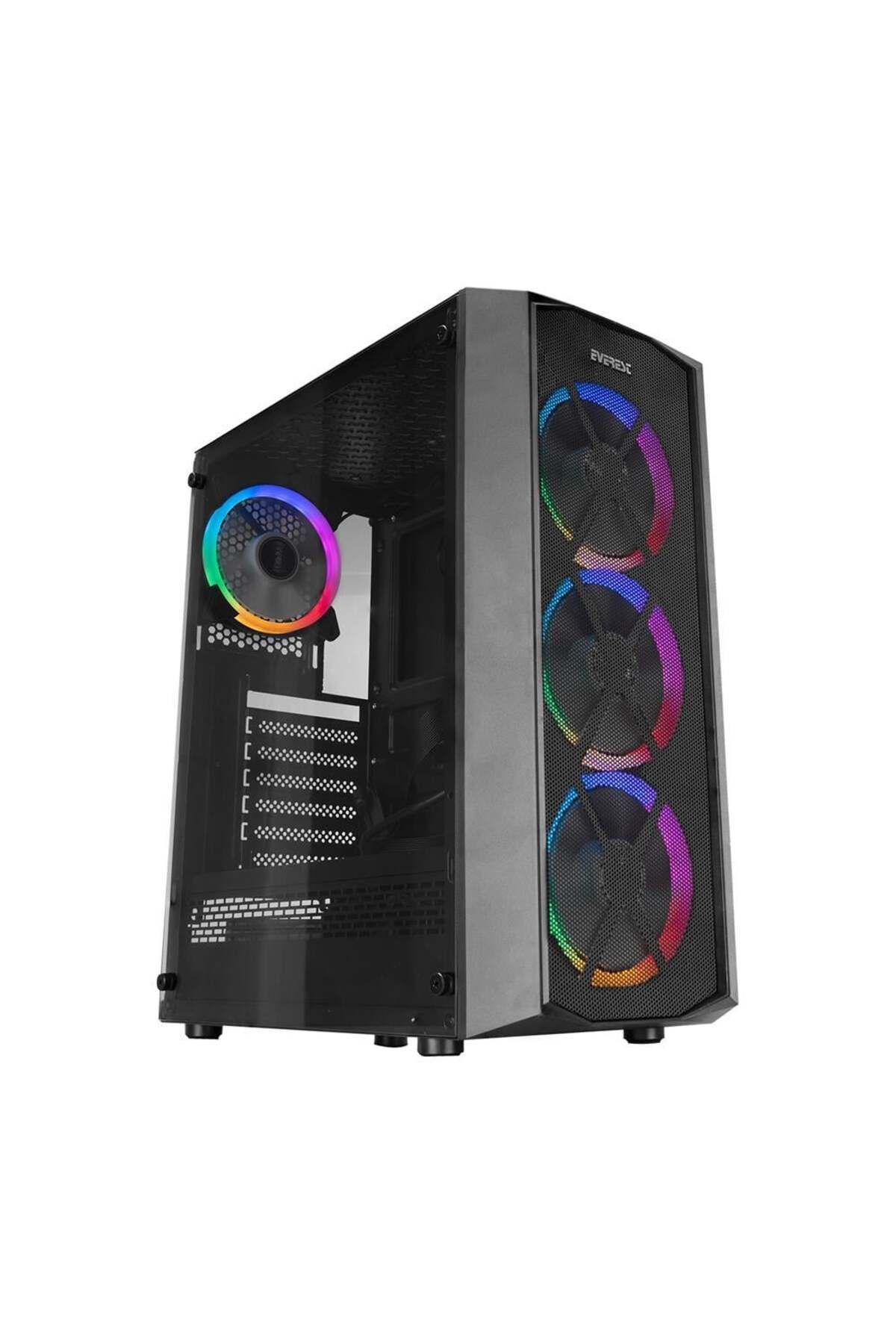 Everest FLAT MESH 4-12cm RGB Fan Tempered Camlı ATX Mid-T Gaming Oyuncu Kasası