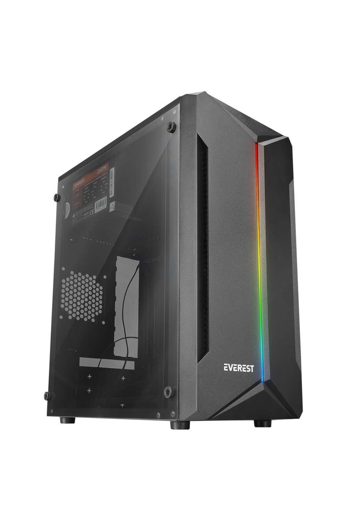 Everest SABER RGB Led Şeritli Peak 250W Akrilik Yan Panel M-ATX Mini-T Gaming Oyuncu Kasası