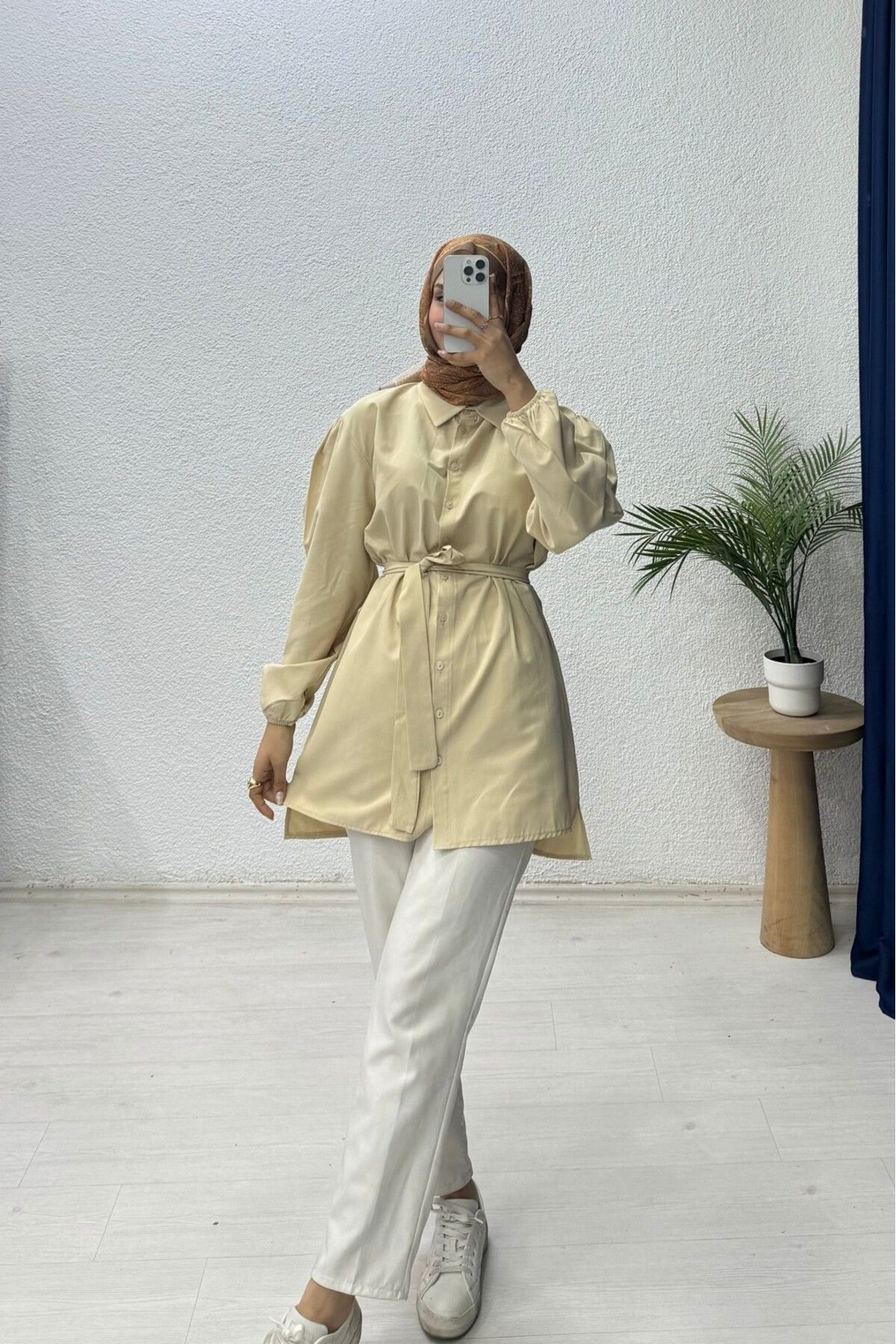 lurex moda Bağlamalı Balon Kol Gömlek