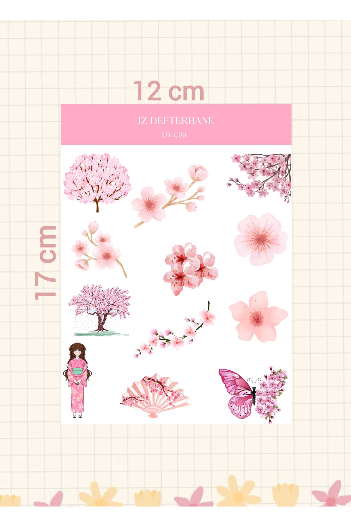 İZ DEFTERHANE Sakura Çıkartma Sticker (Defter ajanda ve planlayıcılar için uygun)
