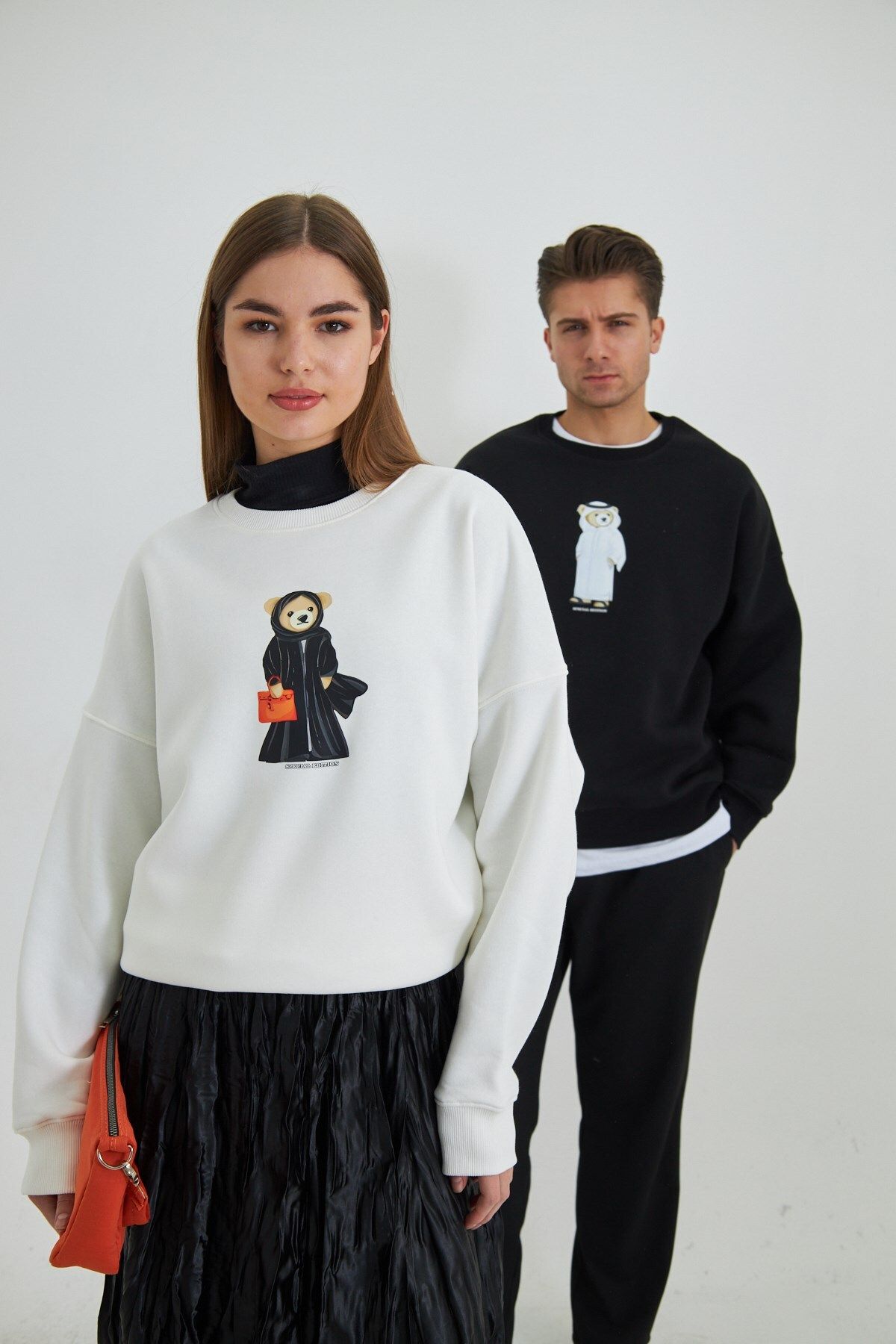 The Champ Clothing Kadın Special Edition Siyah Renk Ayıcık Baskılı Beyaz Tişört