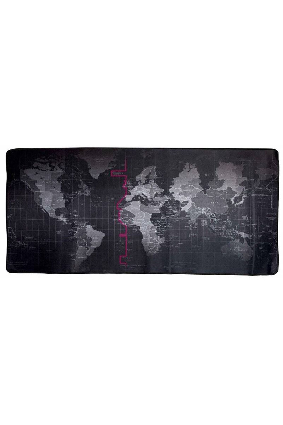 kik-Mousepad, World map pattern, 40 x 90 cm, Black 1