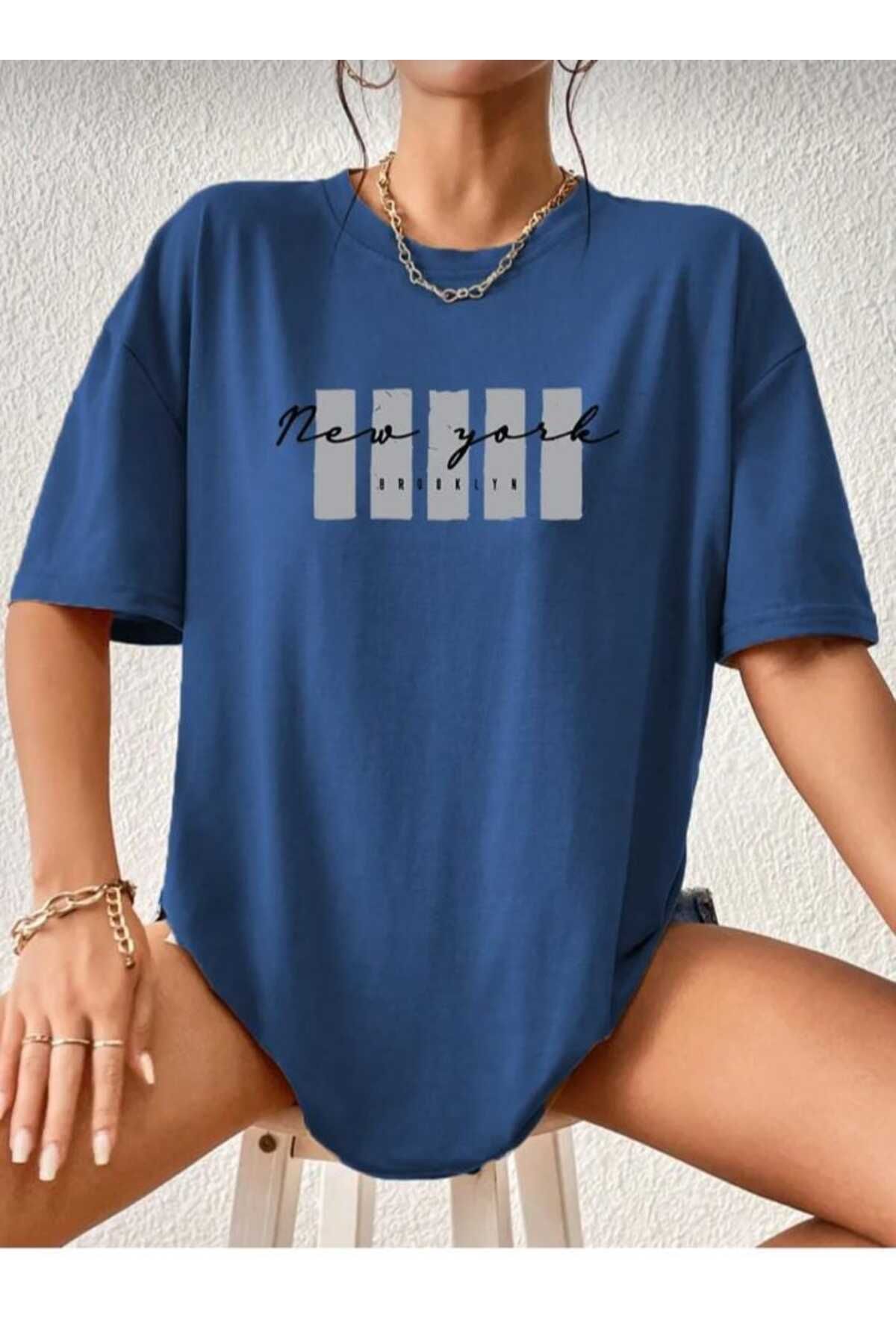 KOZİA OUTDOORS malkoçbey newyork broklıyn baskılı overisze unisex basic t-şhirt