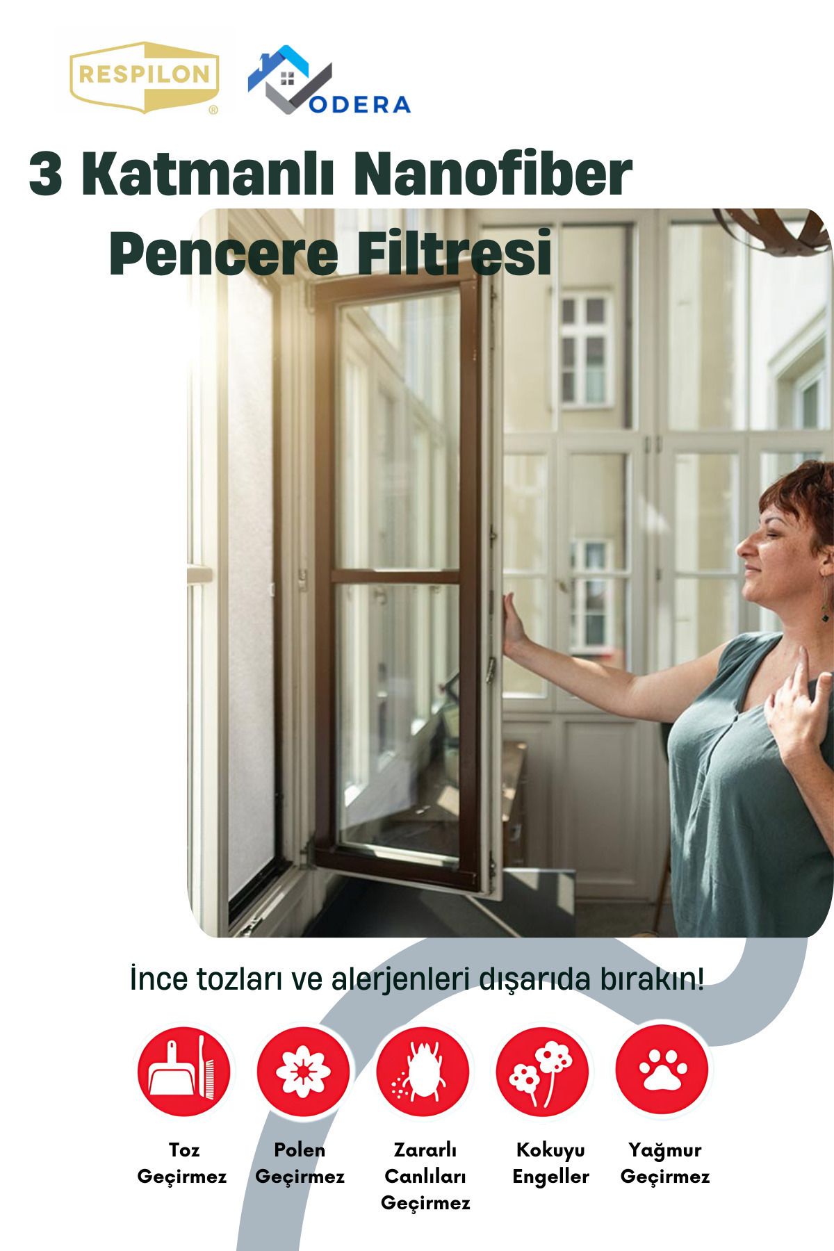 respilon 70x300cm | Pencere Toz Polen Alerjen Koku Filtresi | Rulo ...
