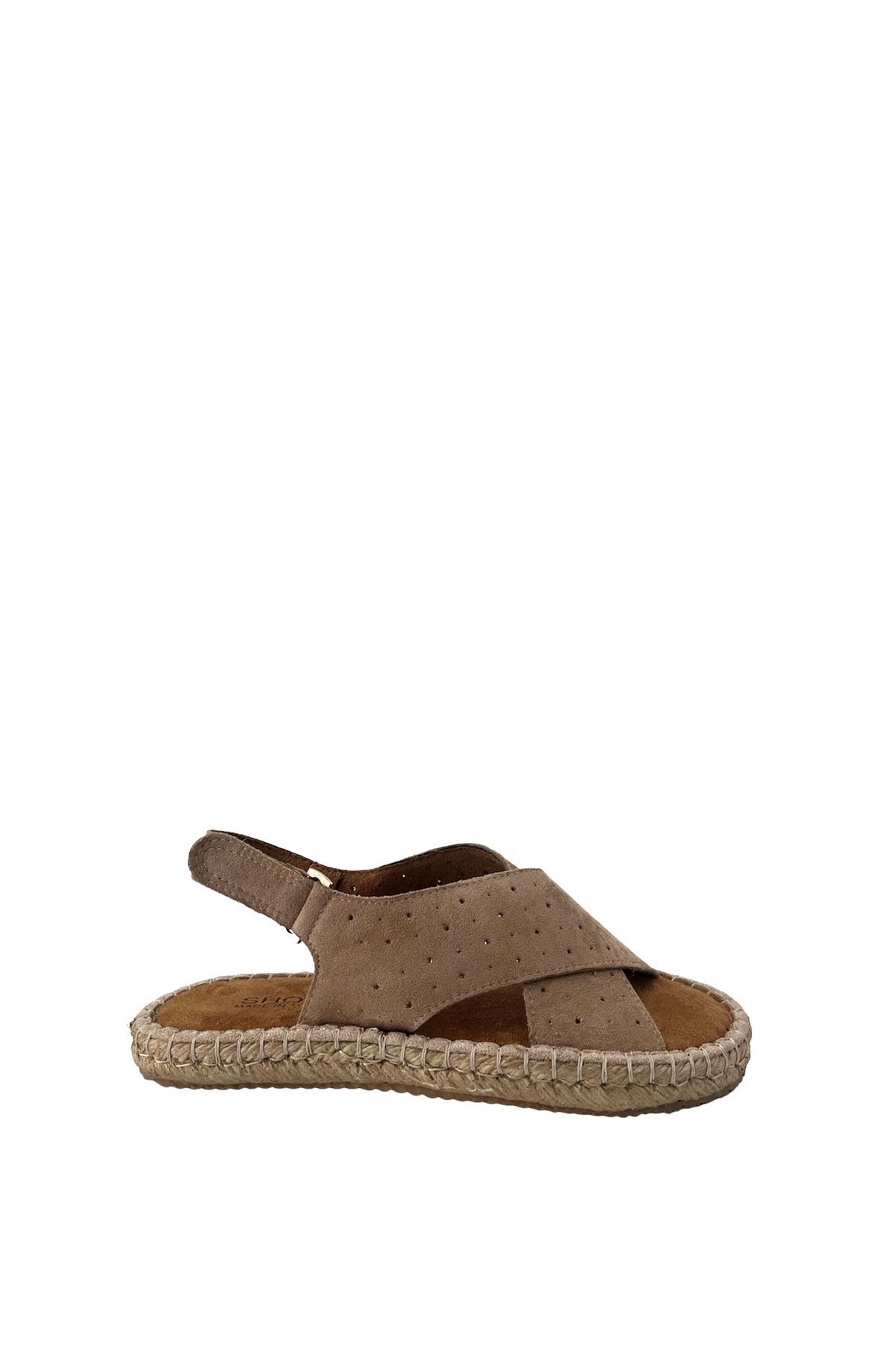 Saracshoes Kadın Vizon Süet Çapraz Bantlı Sandalet Summer