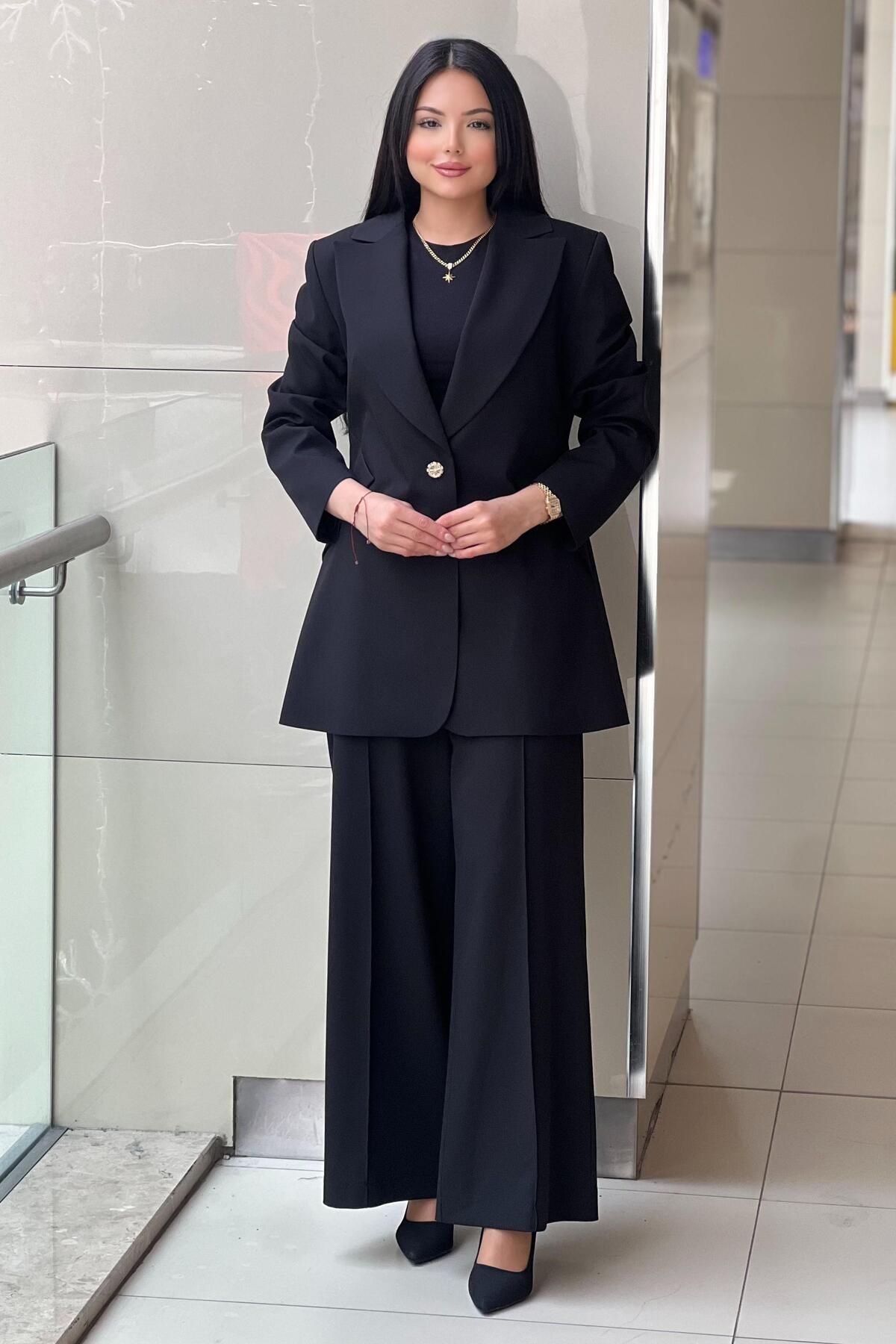 Nuss Tek Düğme Ceket Pantolon Blazer Takım