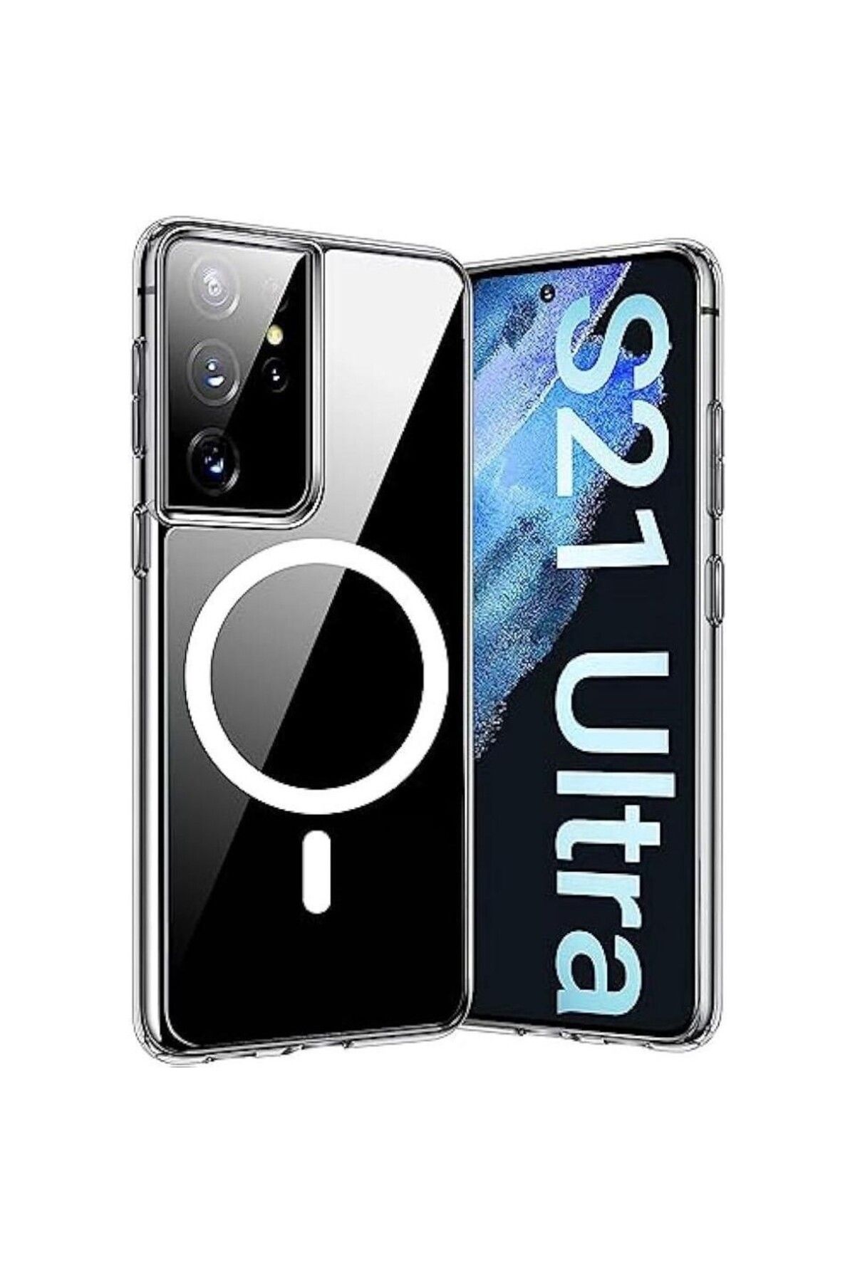 prolysus Samsung Galaxy S21 Ultra Kılıf Magsafe Wireless Kablosuz Şarj Uyumlu Manyetik Şeffaf Kapak