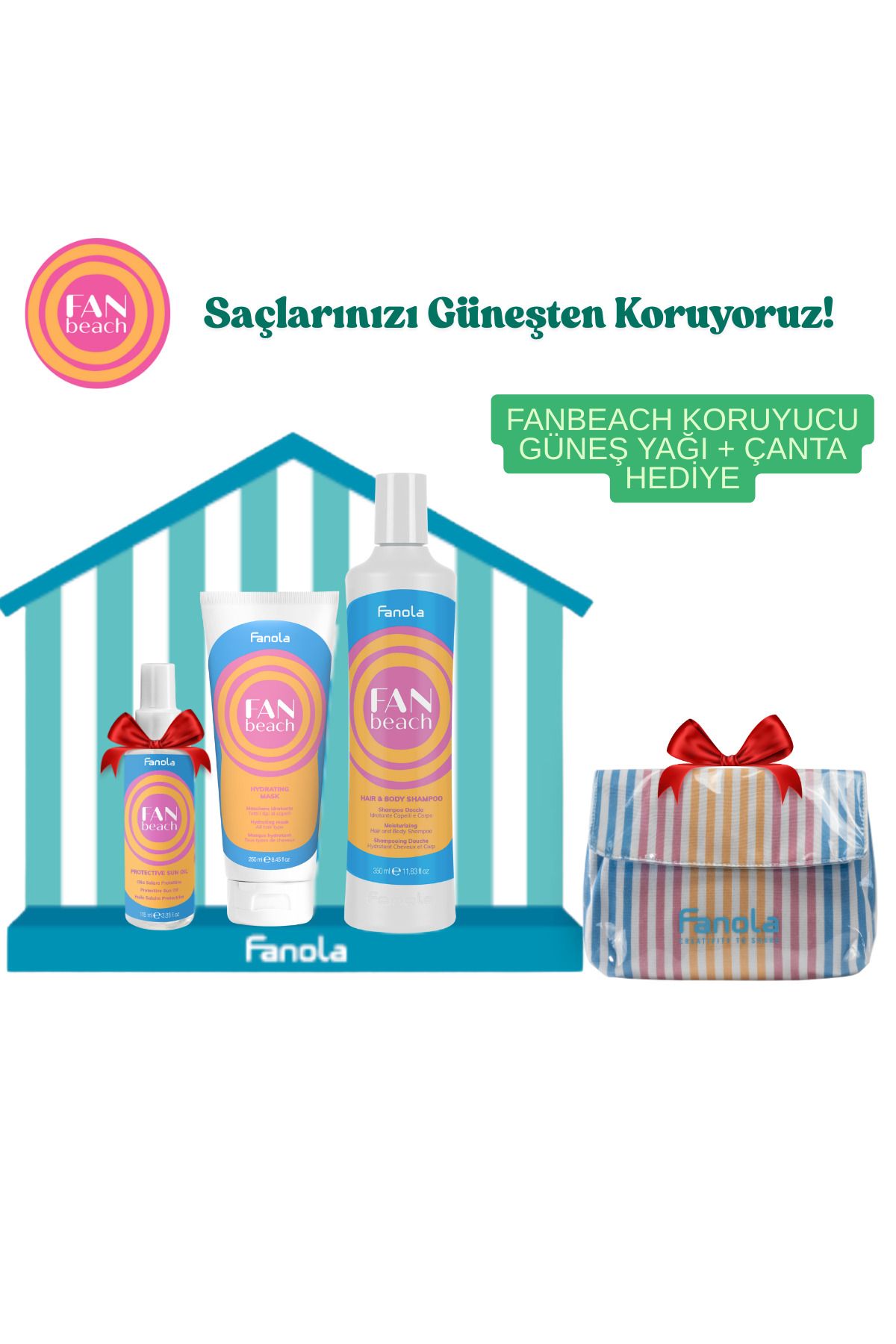 Fanola Fanbeach Yaz Serisi Saç Bakım Seti–Şampuan+Maske+Koruyucu Güneş Yağı