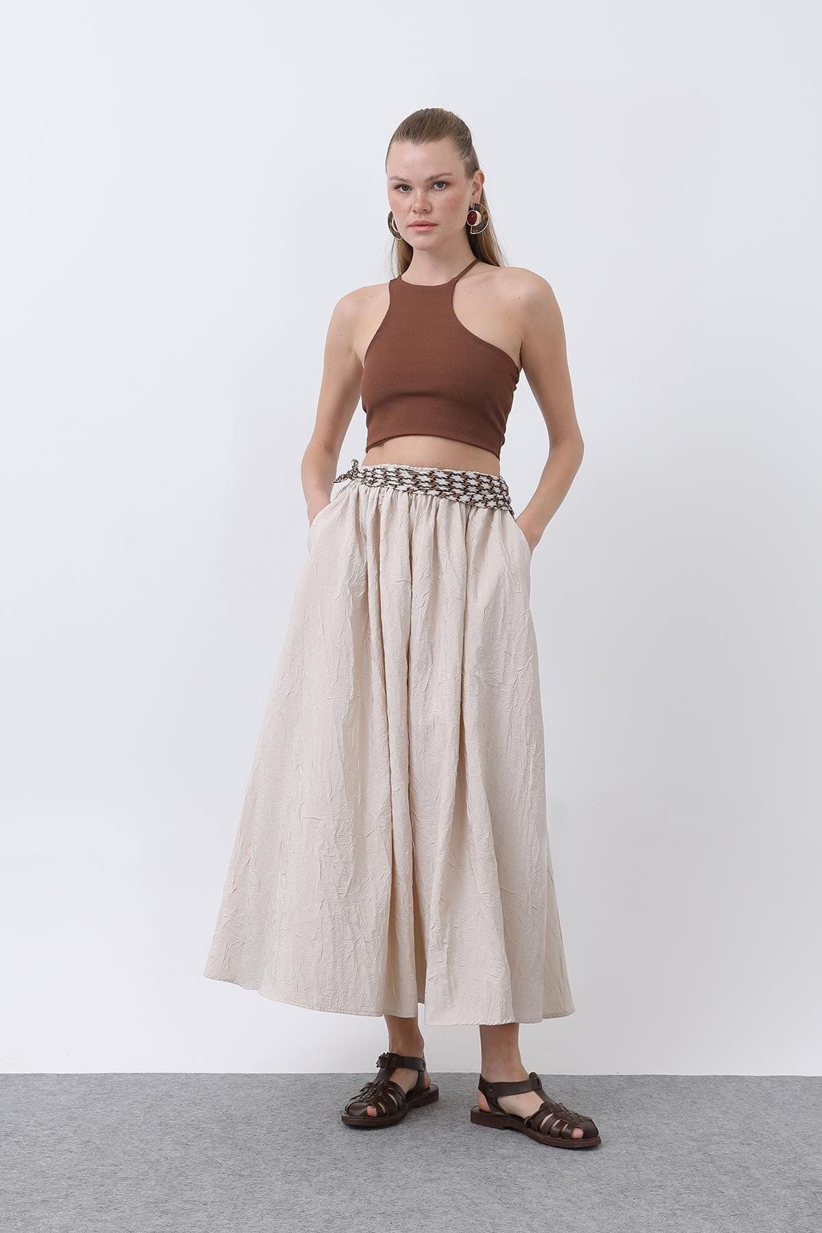 Soul Kadın Açılımlı Etek - 32335ETK - BEIGE