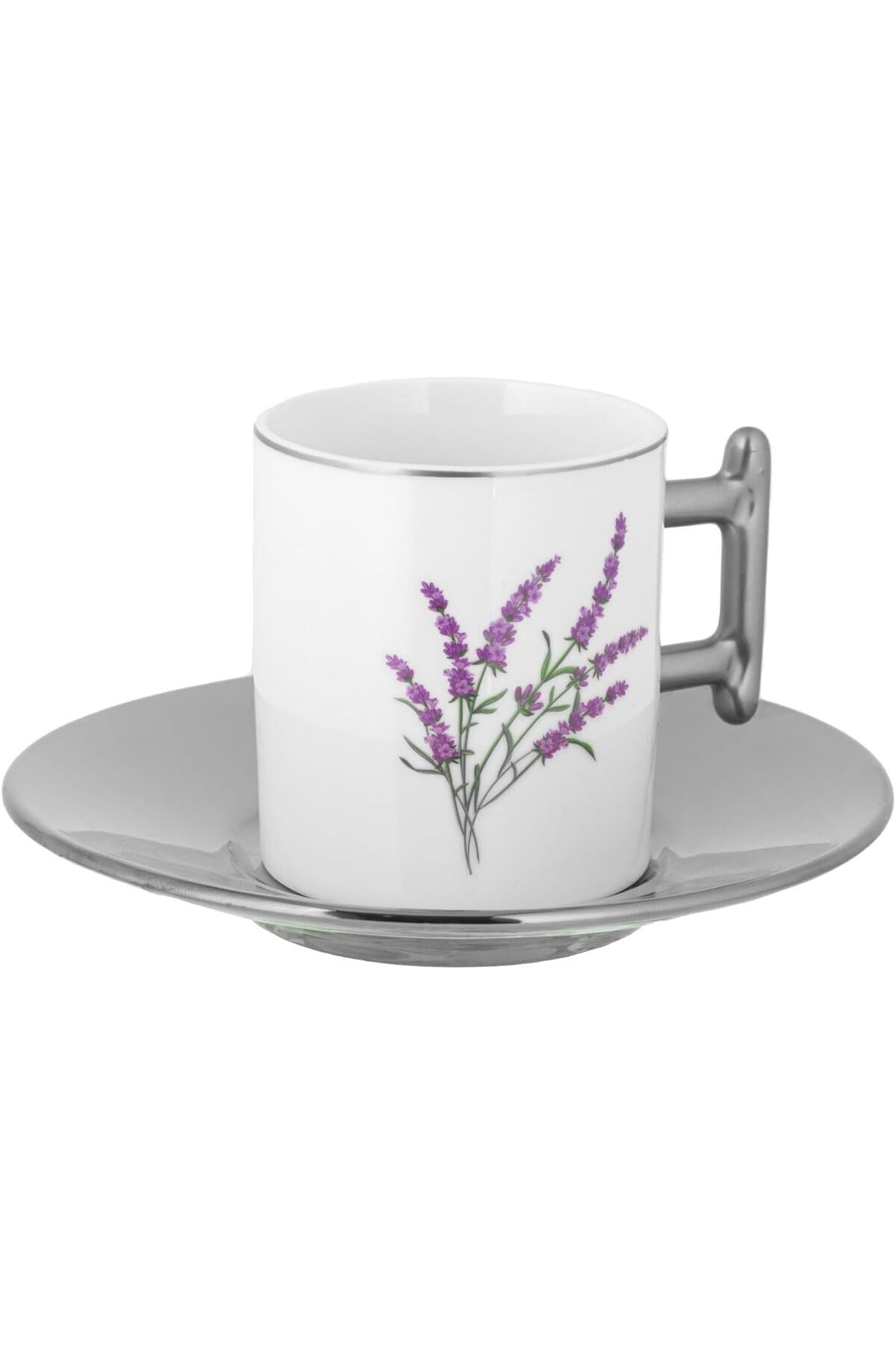 ALSAIF-6-pieces Small Coffee Cup Enjoying Your Hot Beverages Coffee, 90 Ml, White/silver 3