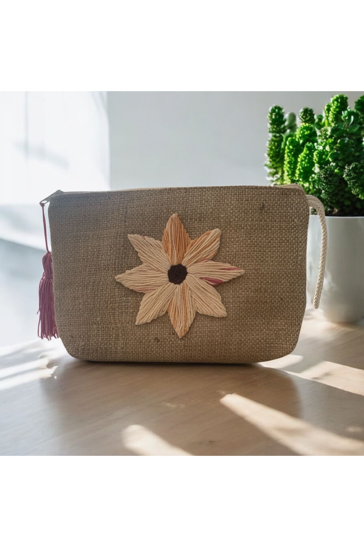 Punchy Design Punch işlemeli jüt clutch