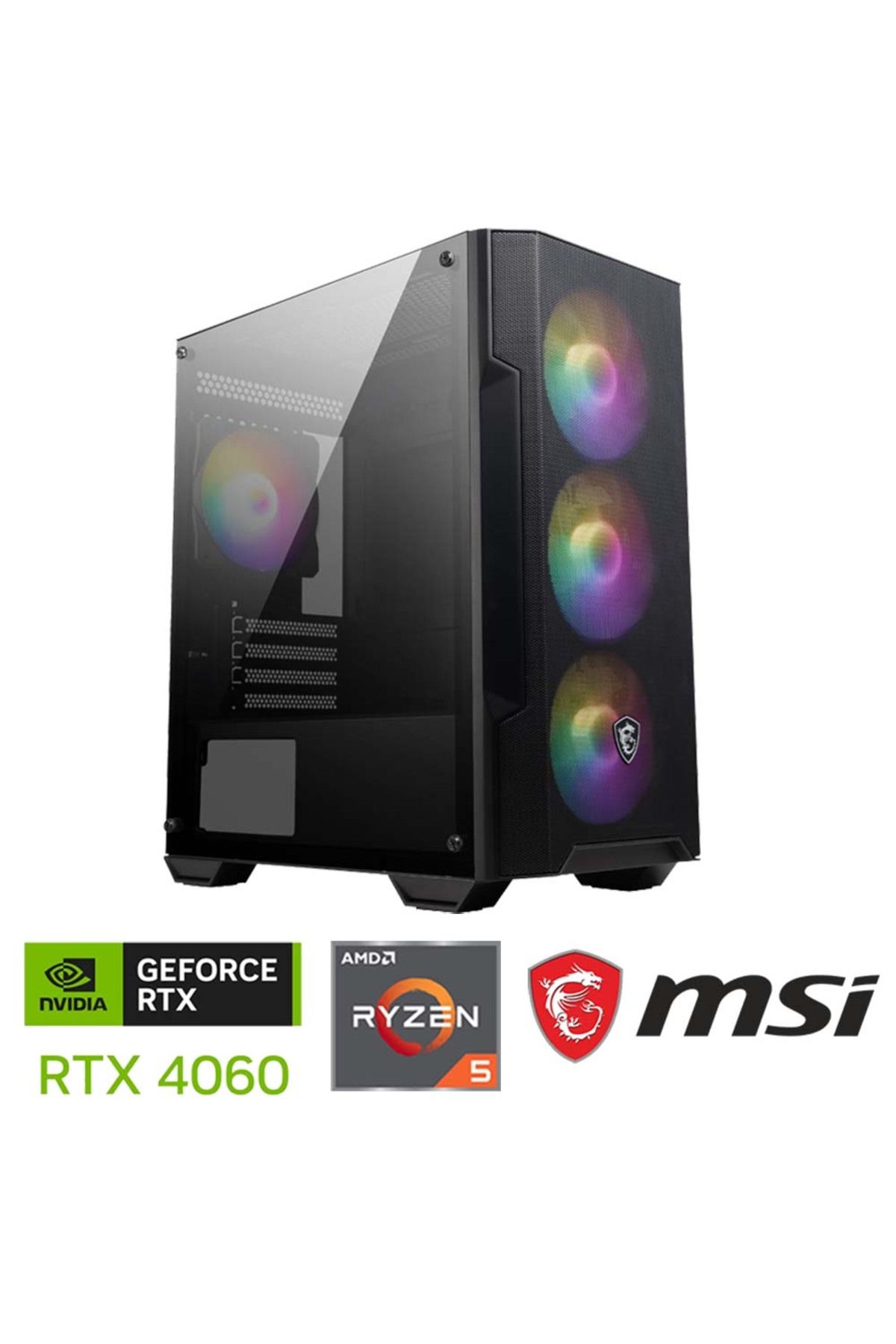 XASER Xsr1107 Ryzen 5 5600 32GB Ram 1TB M.2 NVMe SSD 8GB RTX4060 Oyuncu Masaüstü Bilgisayarı