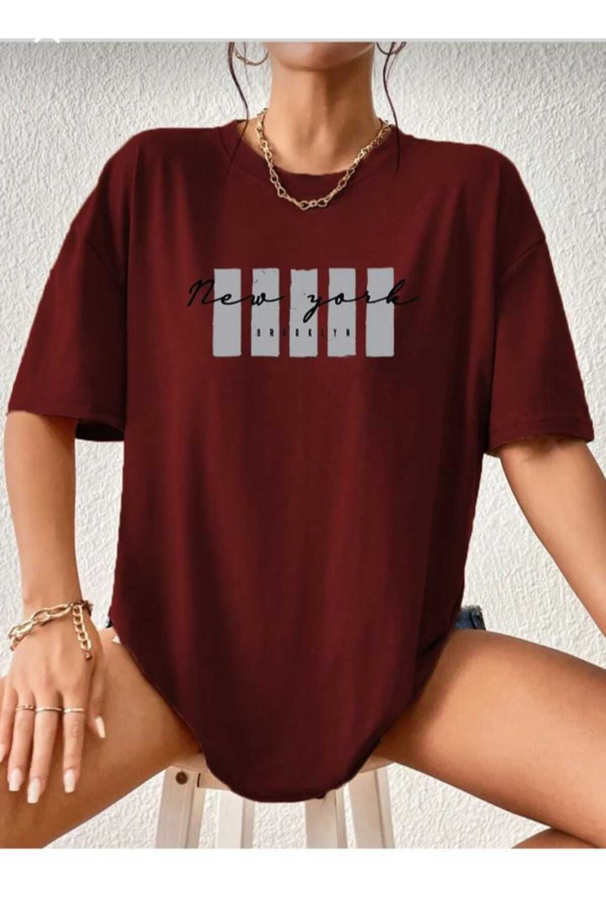 KOZİA OUTDOORS malkoçbey newyork broklıyn baskılı overisze unisex basic t-şhirt