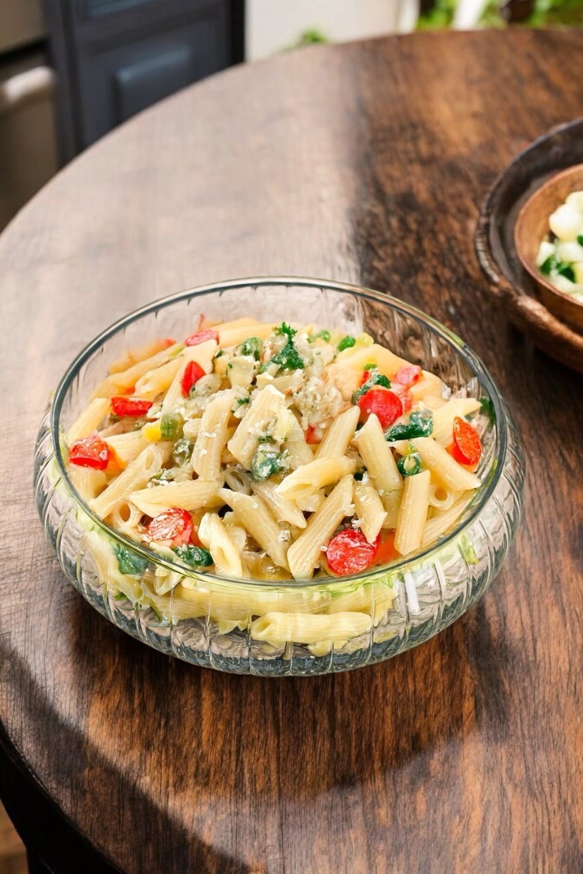 Qerhome Kafes El Yapımı Büyük Boy Cam Salata Meyve Çerez Makarna Sunum Kasesi Şeffaf 23 cm