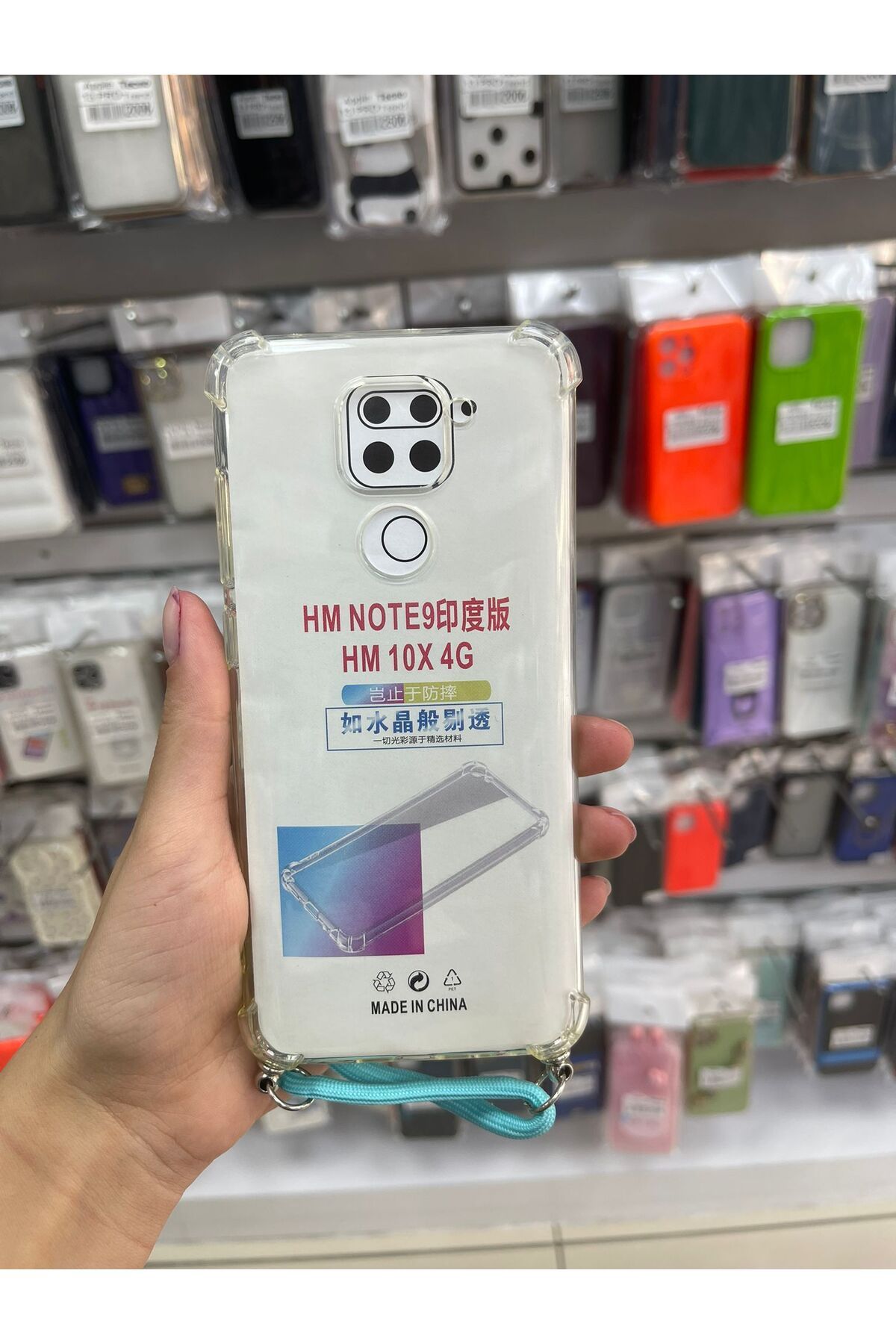 TECNOTREND xiaomi redmi note 9 pro uyumlu ipli boyun askılı şeffaf kılıf