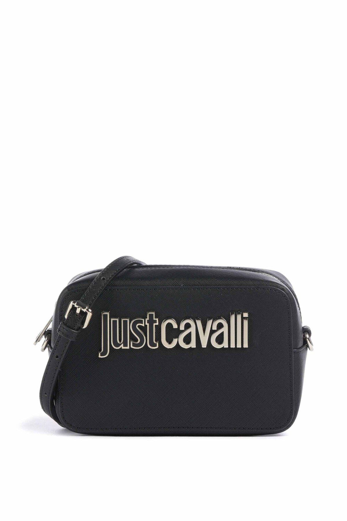 Just Cavalli Kadın Jc Yazı Logo Çapraz Kamera Omuz Çantası - Siyah
