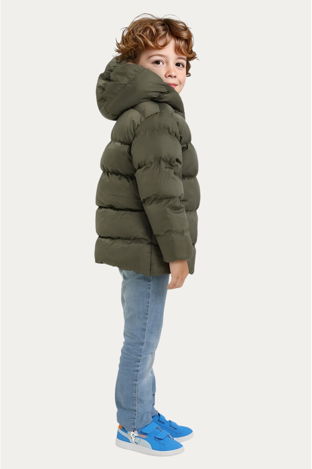 معطف شتوي منتفخ بجيب من الصوف الكاكي مقاوم للماء و...