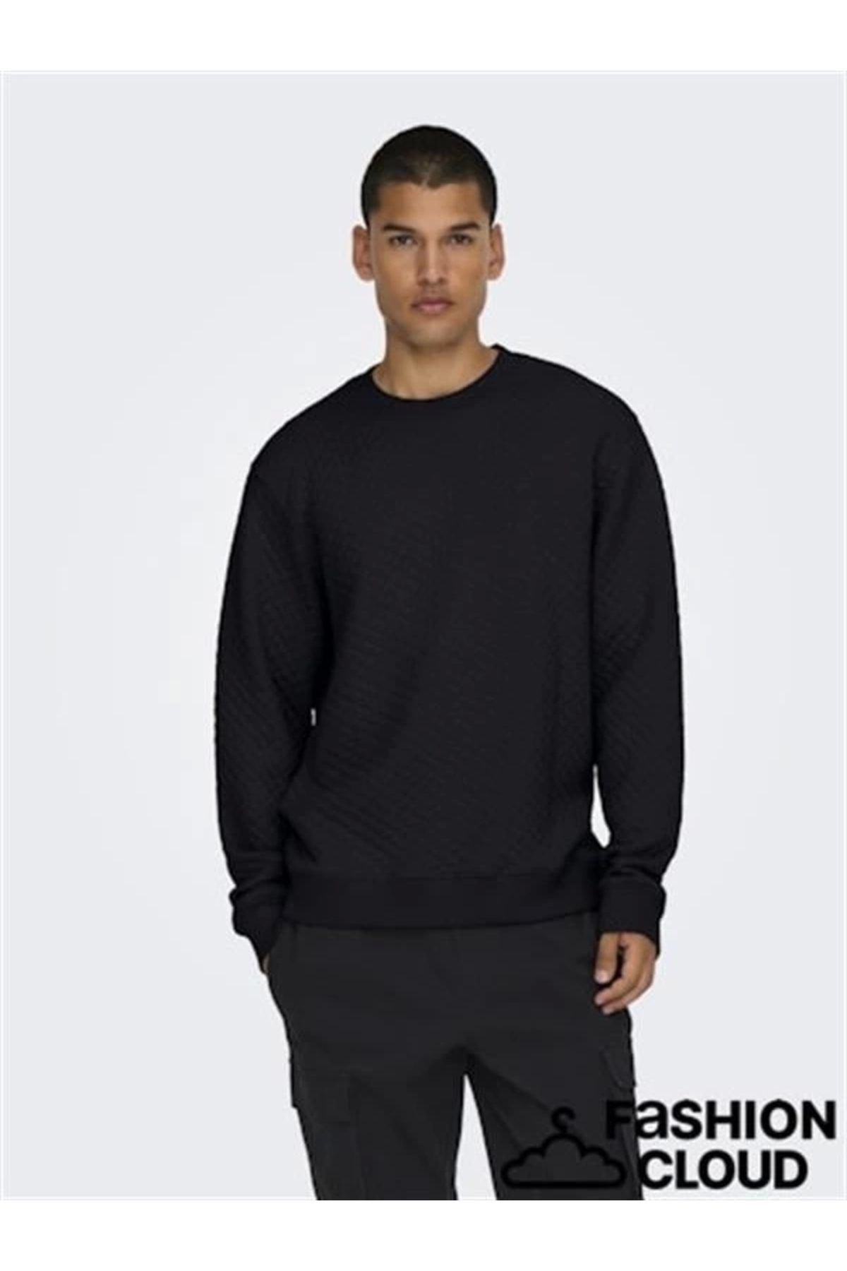 Lale Moda Baklava Desen 2 İplik Erkek Sweat