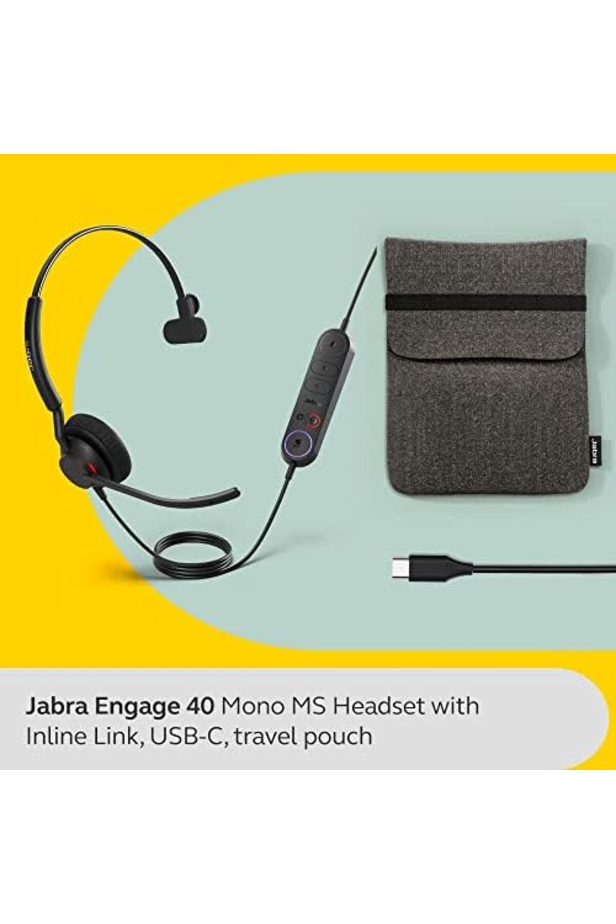 Jabra-Engage 40 Wired Monaural Headset with Built-In Call Control, Noise Cancellation, Ultra-Lightwe 2