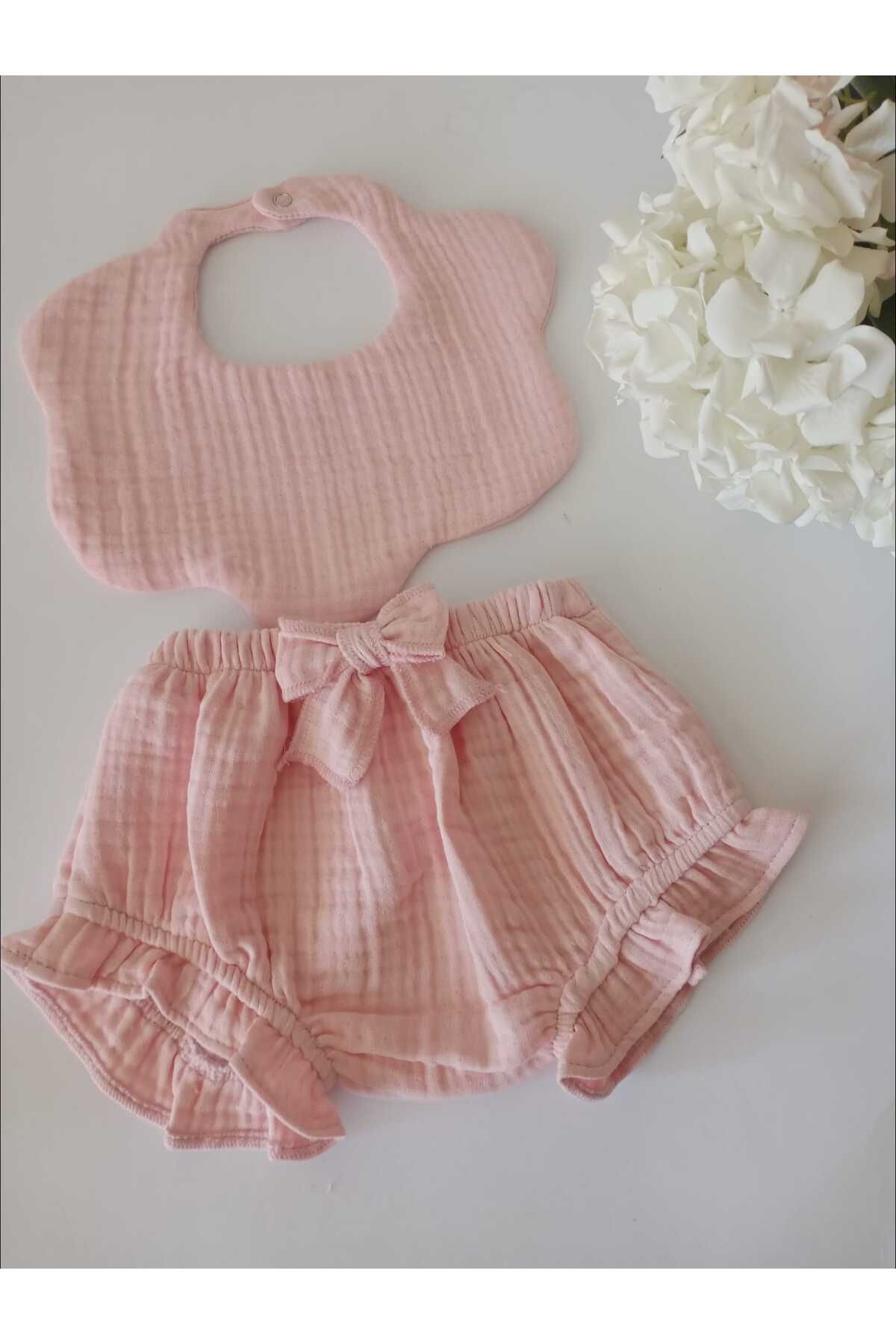 melosh Müslin Bebek külodu / bebek mama önlüğü takım