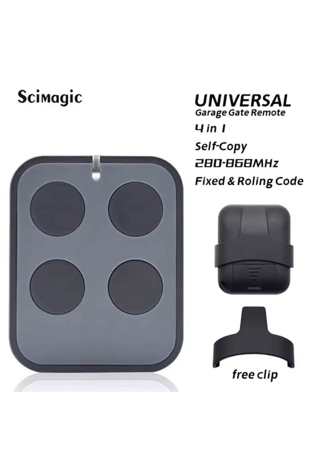 OEM-Universal Remote Control for Gates and Barriers With 4 Buttons, Mbong®, 433-868Mhz, Rolling Code, Gray 3