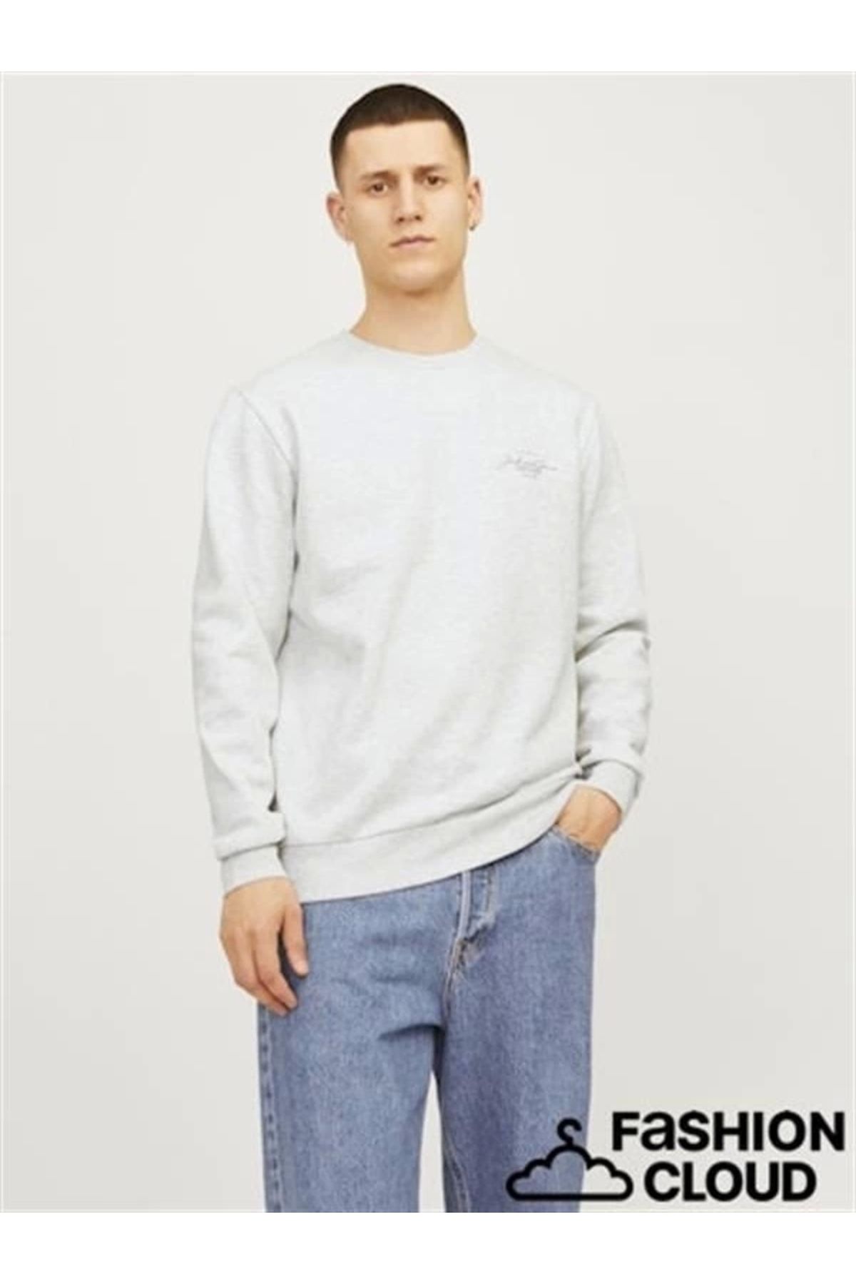 Lale Moda Üç İplik Küçük Baskılı Erkek Sweatshirt