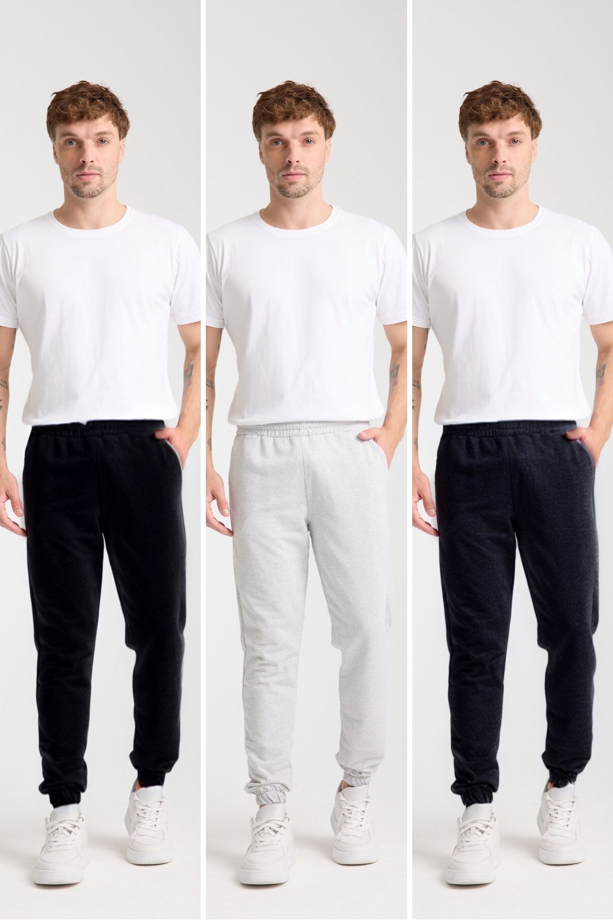 TUWAN sport Erkek jogger lastik paça 3 lü avantaj paket eşofman altı