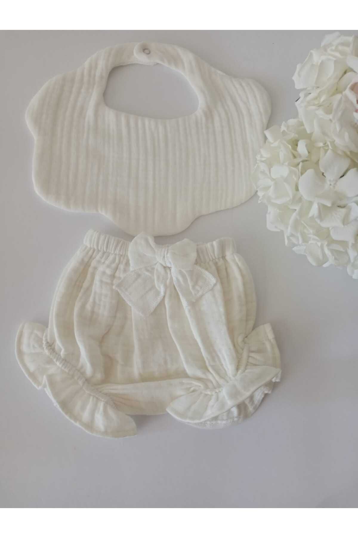melosh Müslin bebek külodu/bebek mama önlüğü/salya önlüğü takım