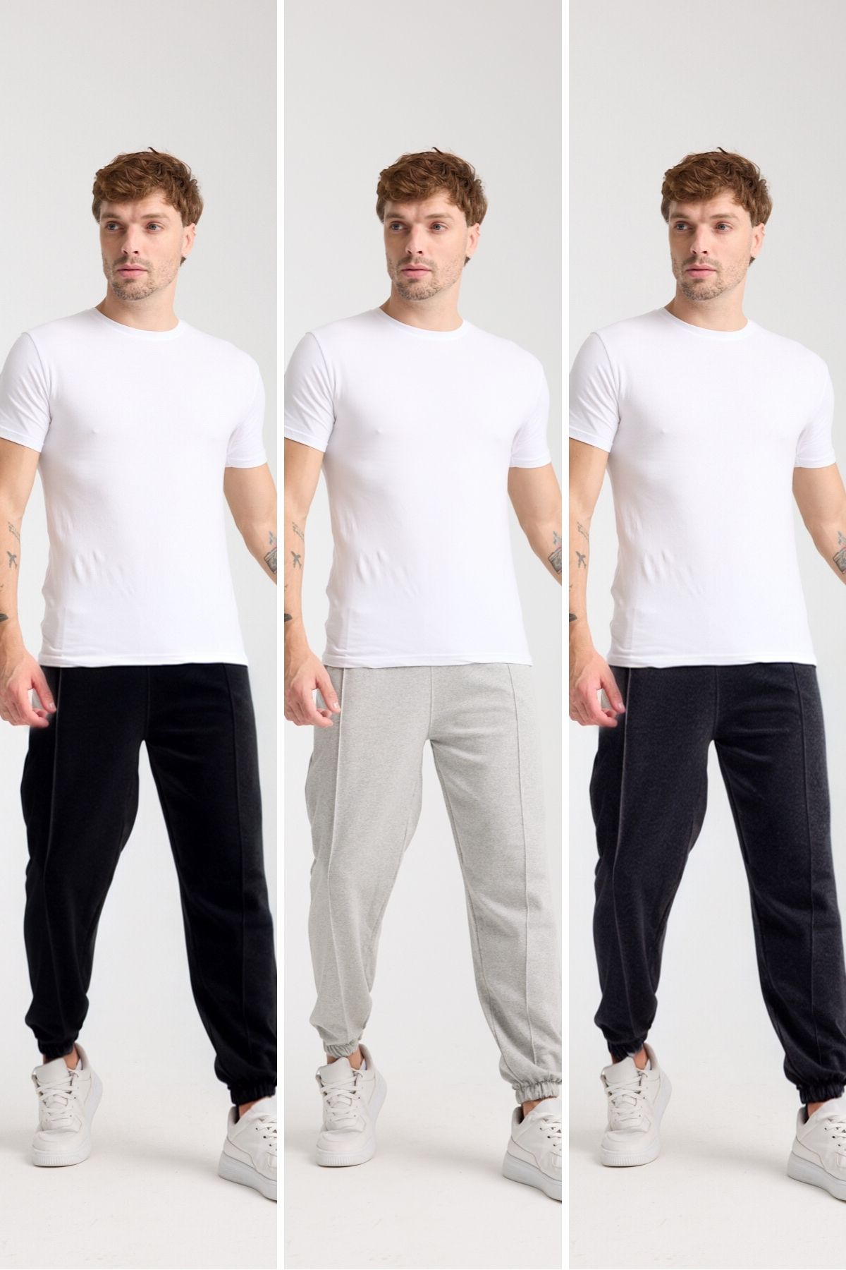 TUWAN sport Erkek Baggy lastik paça 3 lü avantaj paket eşofman altı
