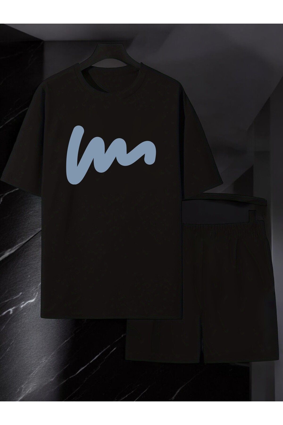 uyguntarz Unisex W Yazı Tasarım Basklı Tshirt Şort Takımı