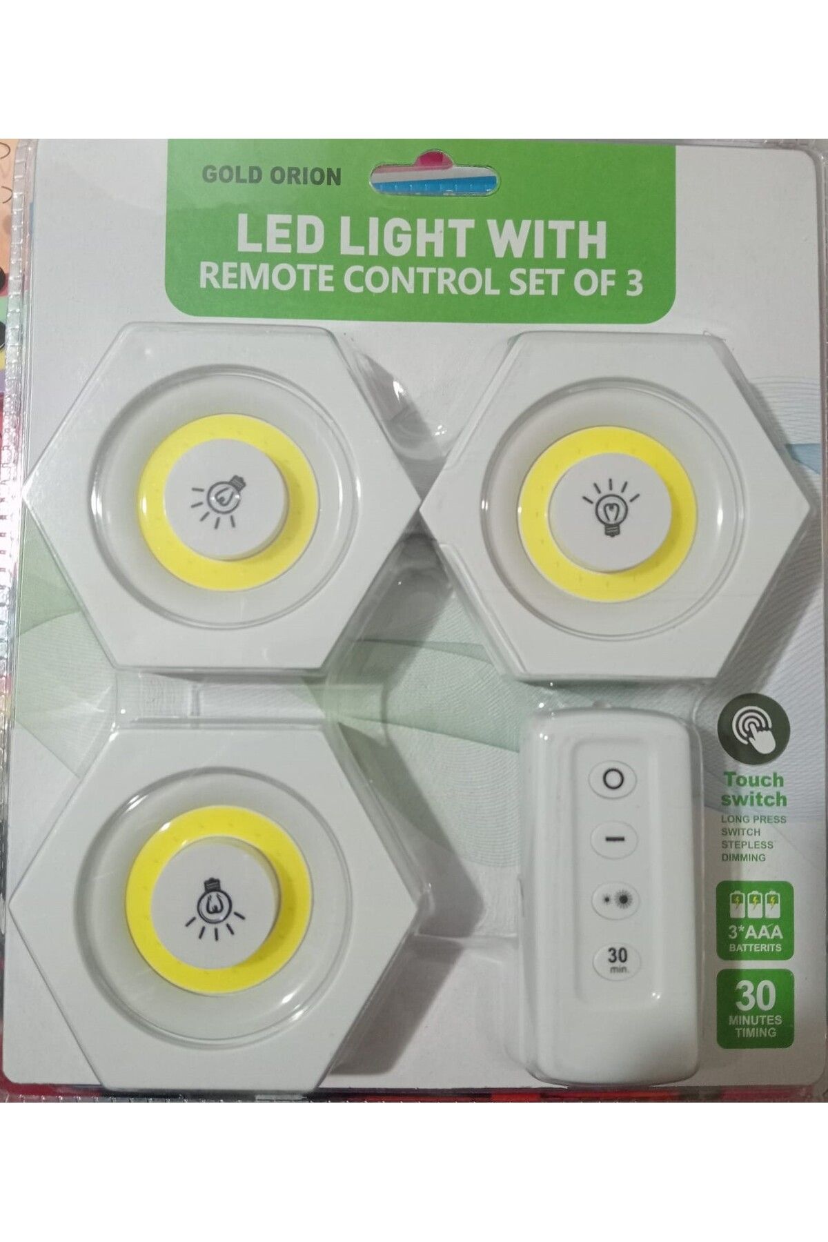 MSBTAKI Led Işık Kablosuz Uzaktan Kumandalı Dolap İçi LED Ampul Seti 3'lü, Spot Lamba, Gece Lambası
