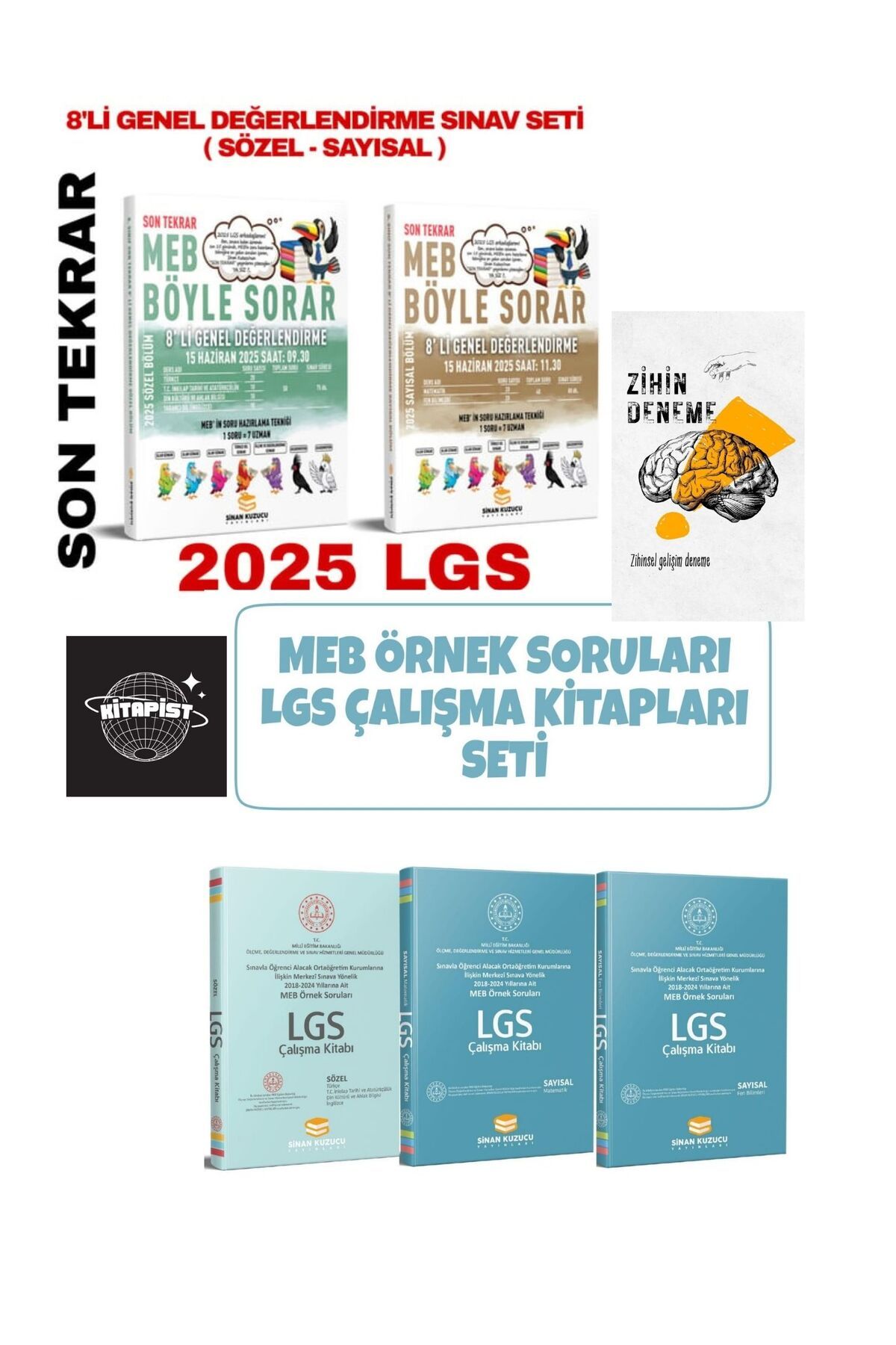 SİNAN KUZUCU YAYINLARI SİNAN KUZUCU 2025 LGS SON TEKRAR SAYISAL-SÖZEL GENEL DENEME VE MEB ÖRNEK SORULAR+ZİHİN DENEME-KP167