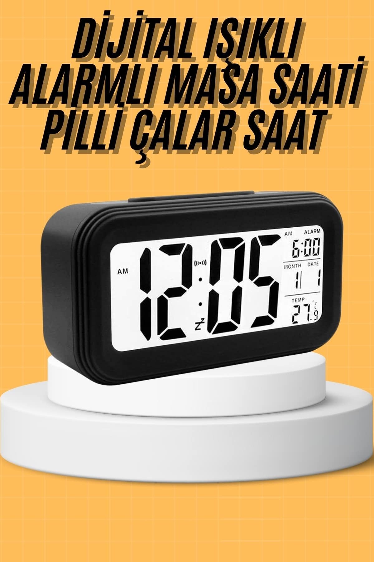 ASTRALTECH Dijital Masa Saati Takvim Çalar Saat Alarmlı Işıklı Led Ekran Pilli