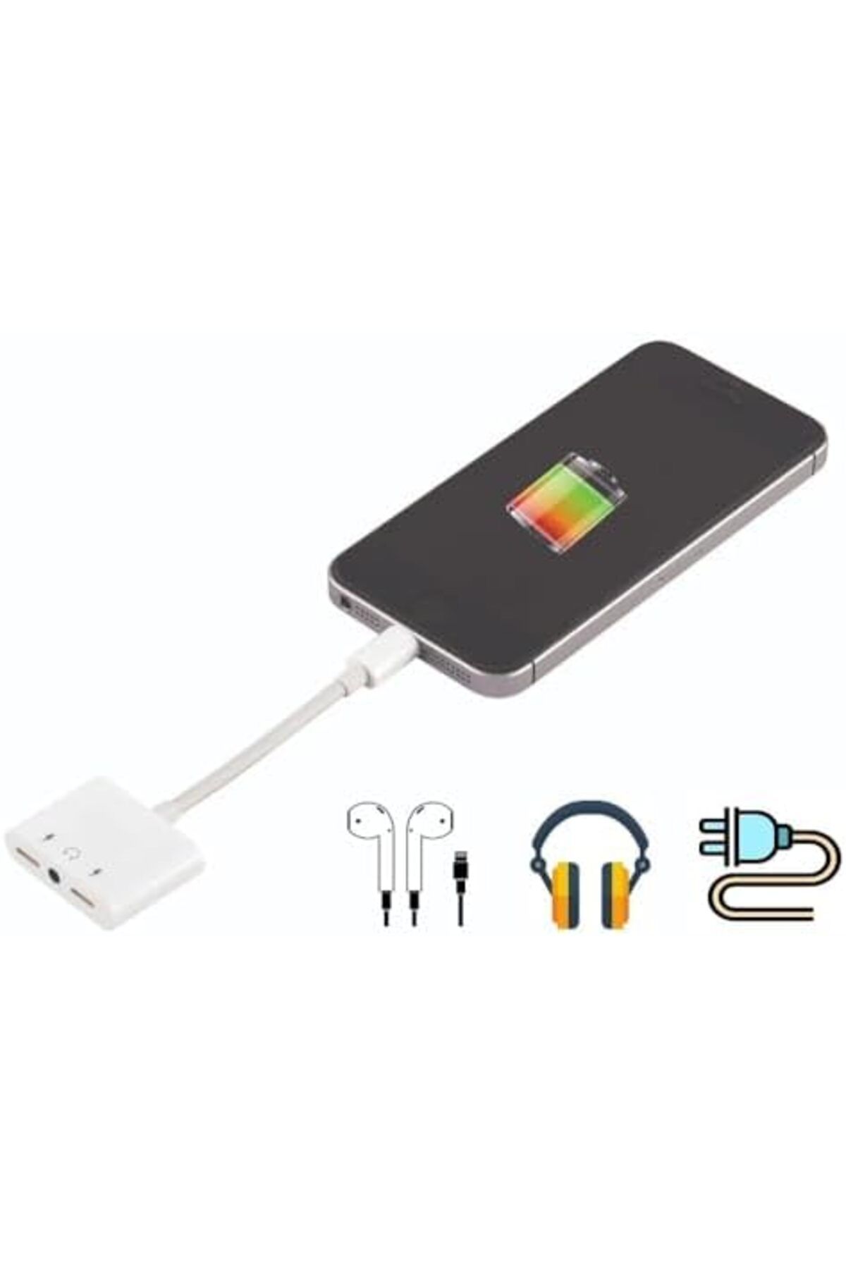Generic-Lightning to Headphone Jack 3.5 mm Adapter 3-in-1 Splitter for iPhone/iPad/iPod 8
