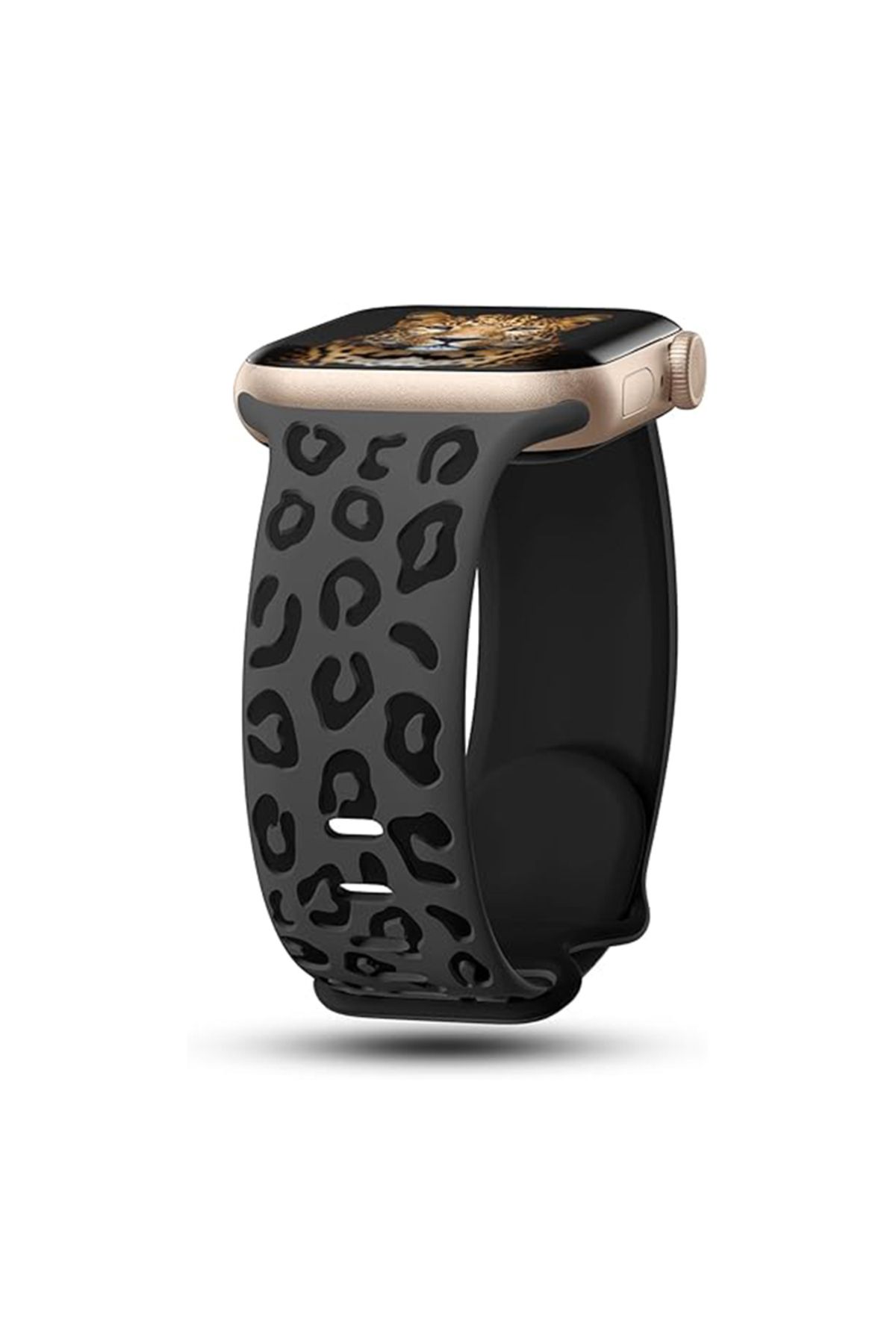 Strap U Apple Watch 2/3/4/5/6/7/8/9/se 38/40/41 mm Seri 10 42mm Uyumlu Leopar Silikon Kordon Strap Kayış