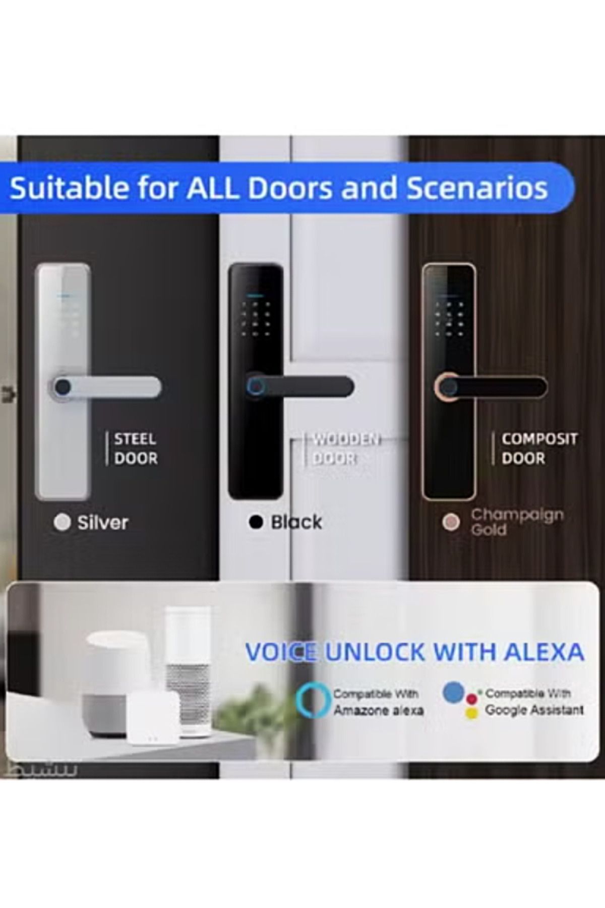 DarTech-Dartek Smart Lock with 5 Ways to Unlock and App Fits Any Door Global Version Smart Home Security System Black 4