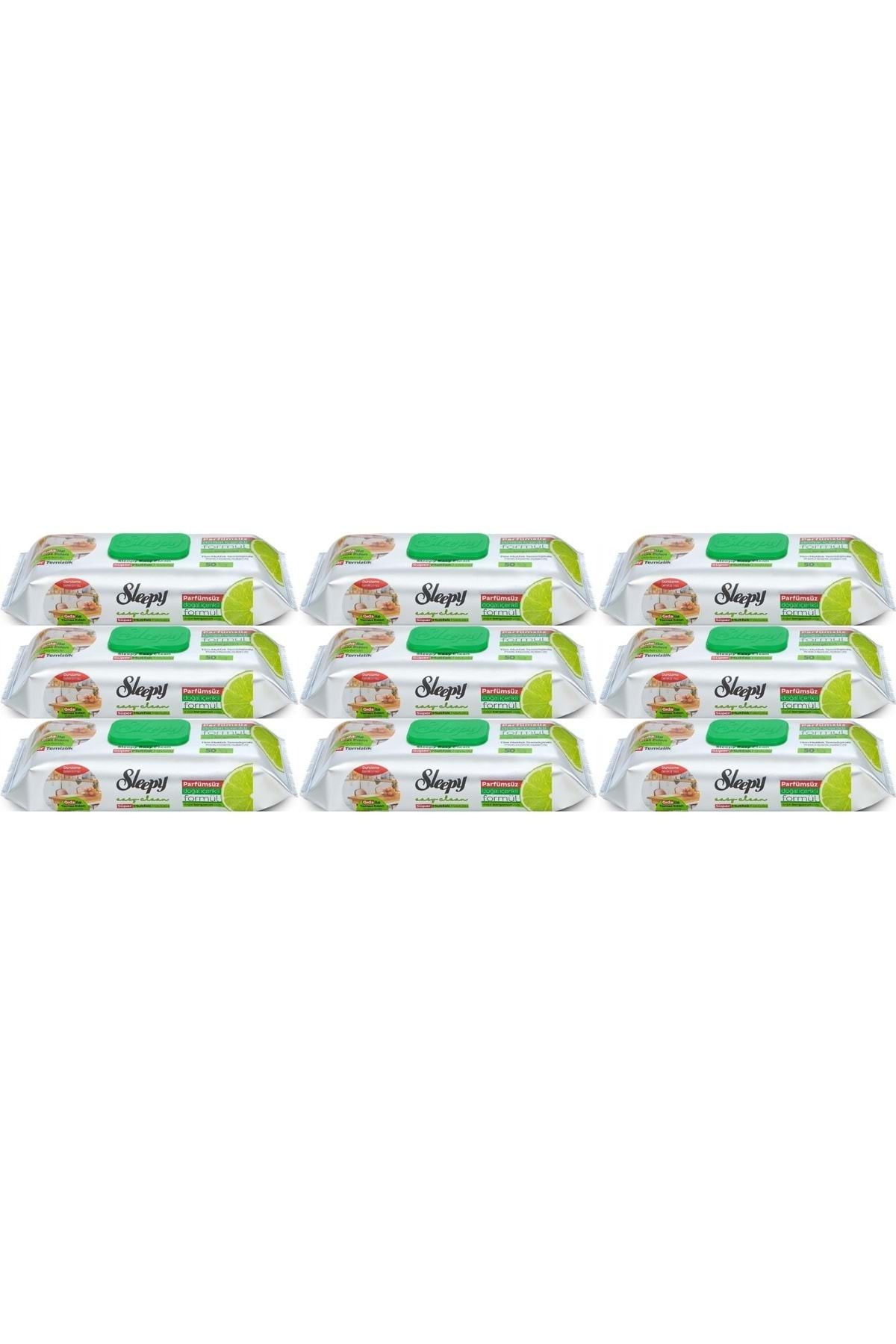 Sleepy Easy Clean Yüzey Temizlik Mutfak Havlusu -Mendili 50 Yaprak Bergomot Yağlı (9Lu Set) 450Yprk